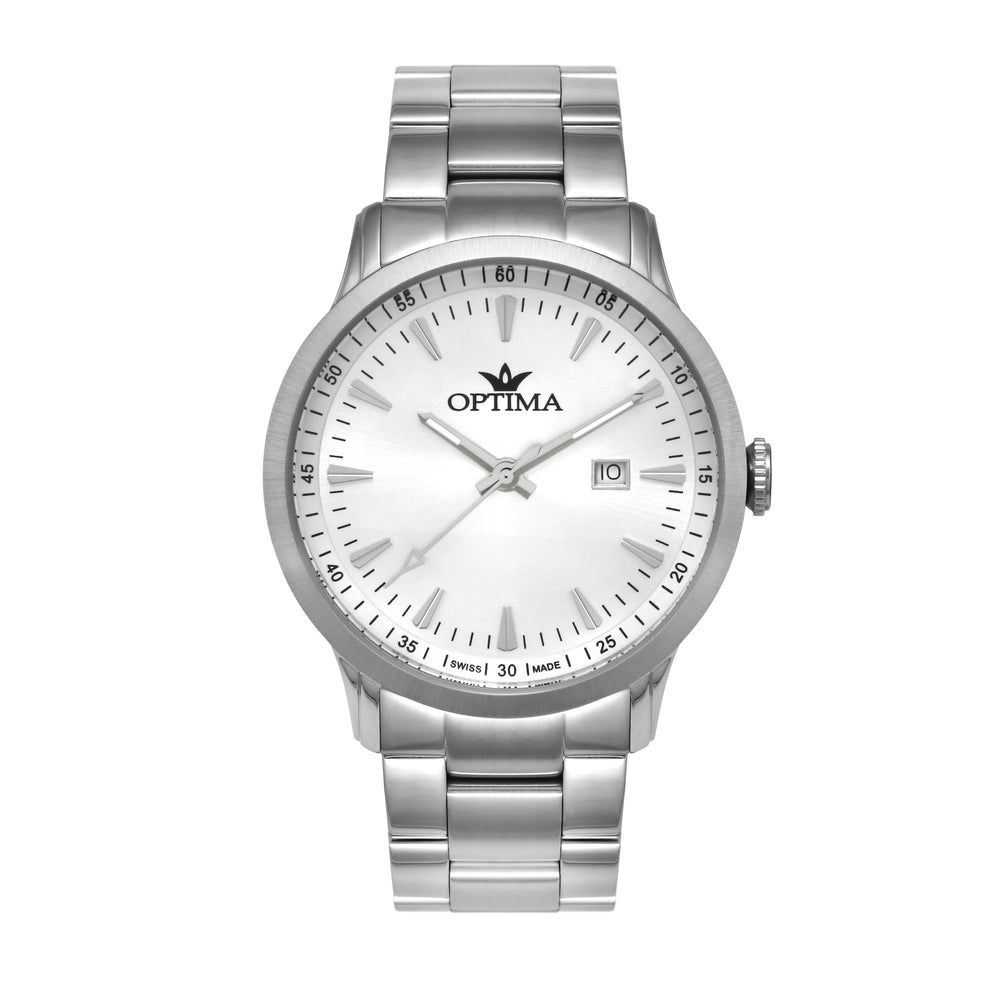 ساعة أوبتيما الرجالية بحركة كوارتز ولون مينا أبيض - OPT-0113