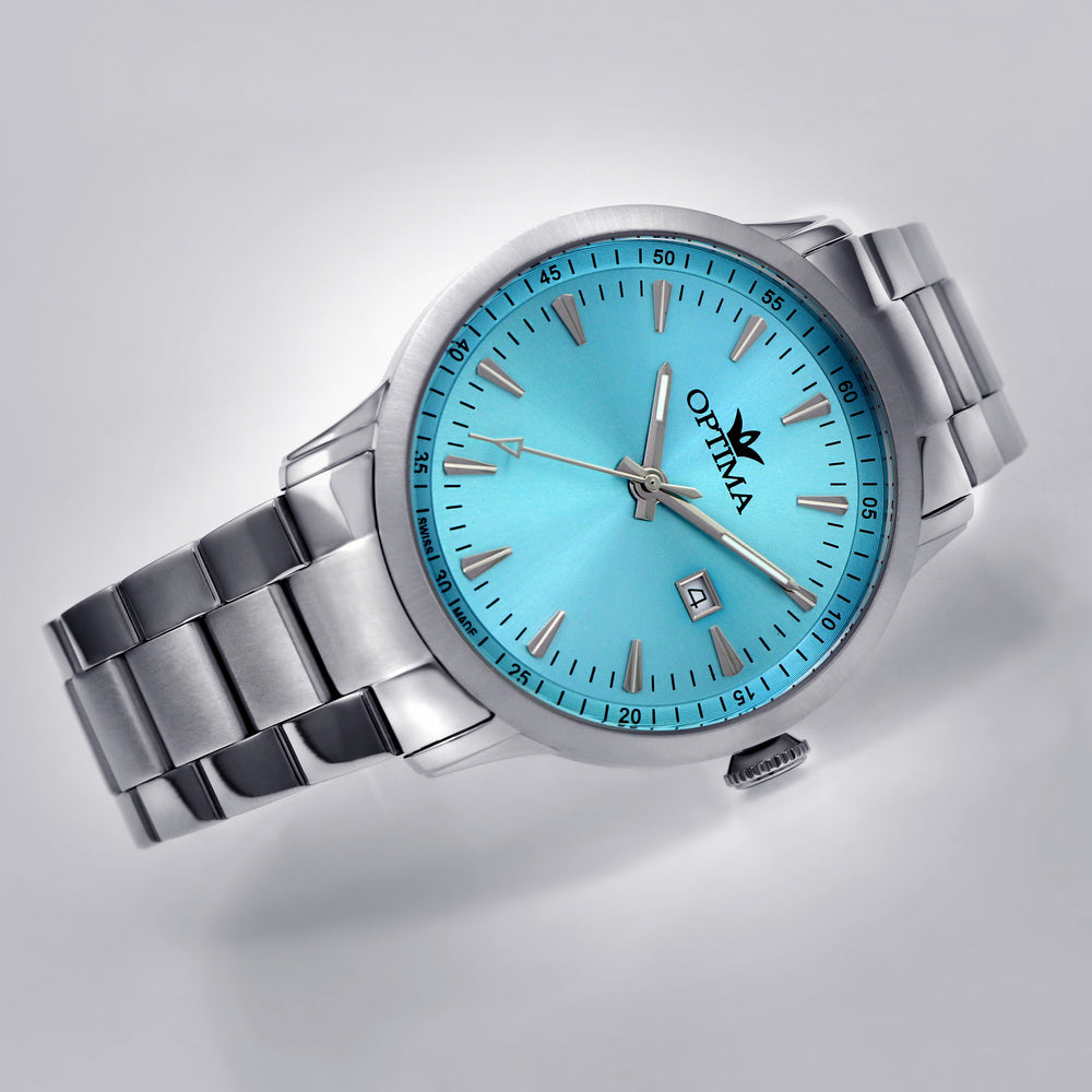 ساعة أوبتيما الرجالية بحركة كوارتز ولون مينا أزرق فاتح - OPT-0117