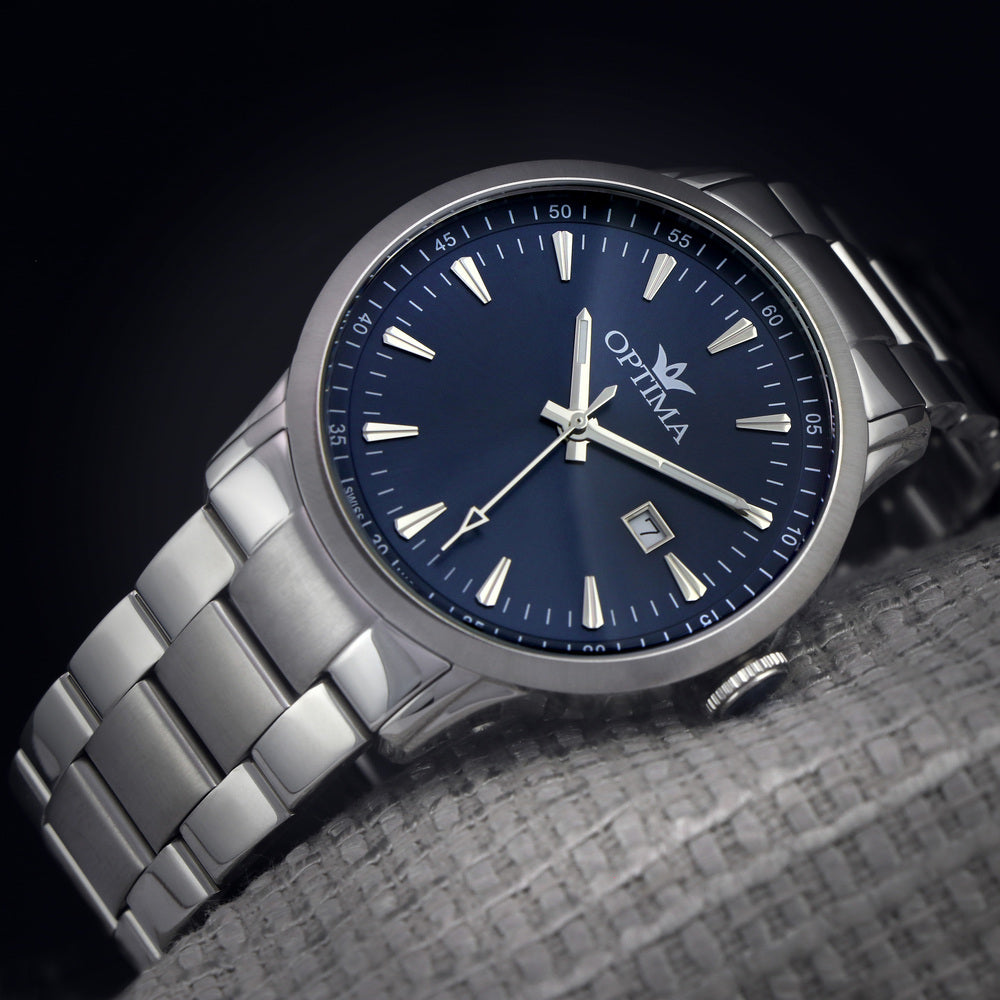 ساعة أوبتيما الرجالية بحركة كوارتز ولون مينا أزرق - OPT-0115