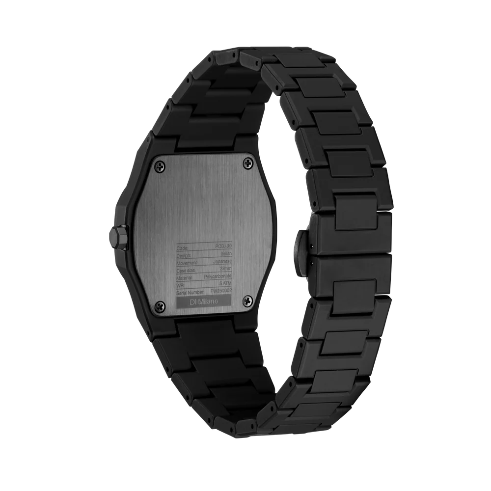 D1 Milano Men's Crash Polycarbonate Quartz Watch with Black Dial - ML-0407