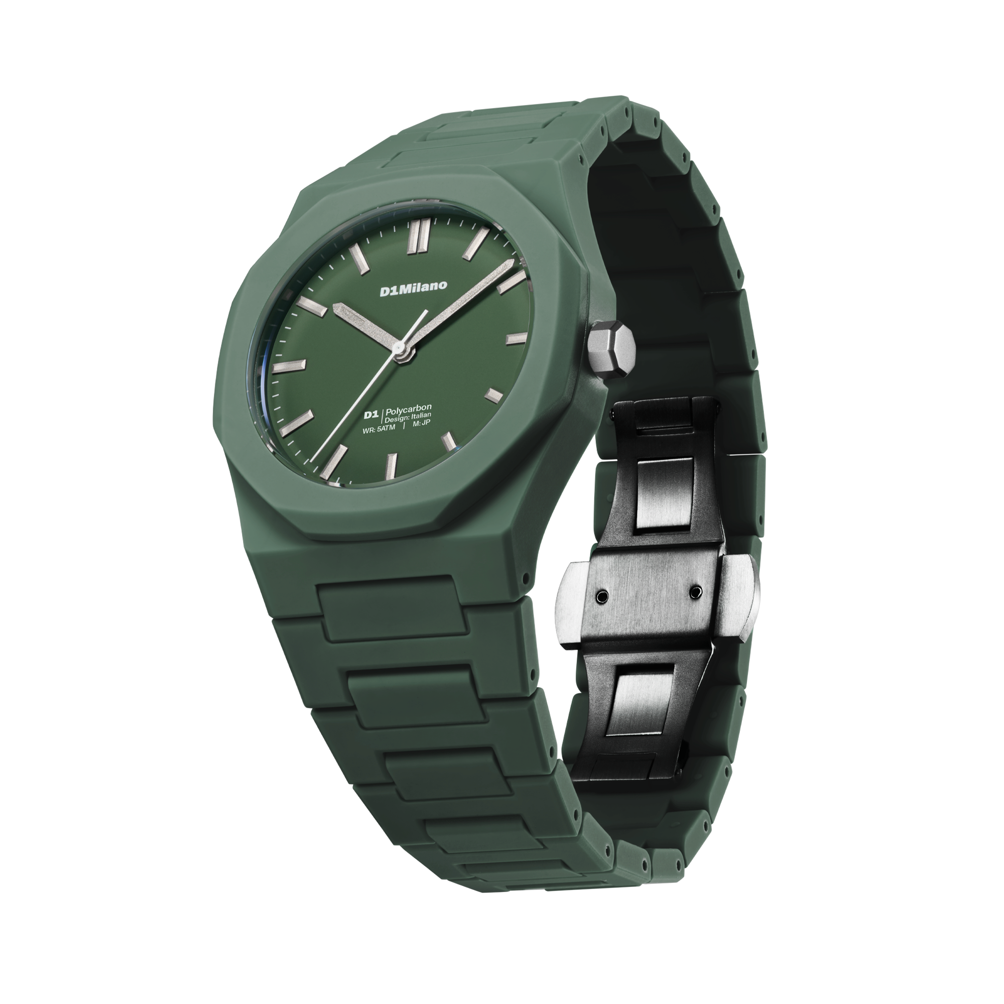 ساعة دي وان ميلانو الرجالية بحركة كوارتز ومينا أخضر داكن مطفي ML-0412