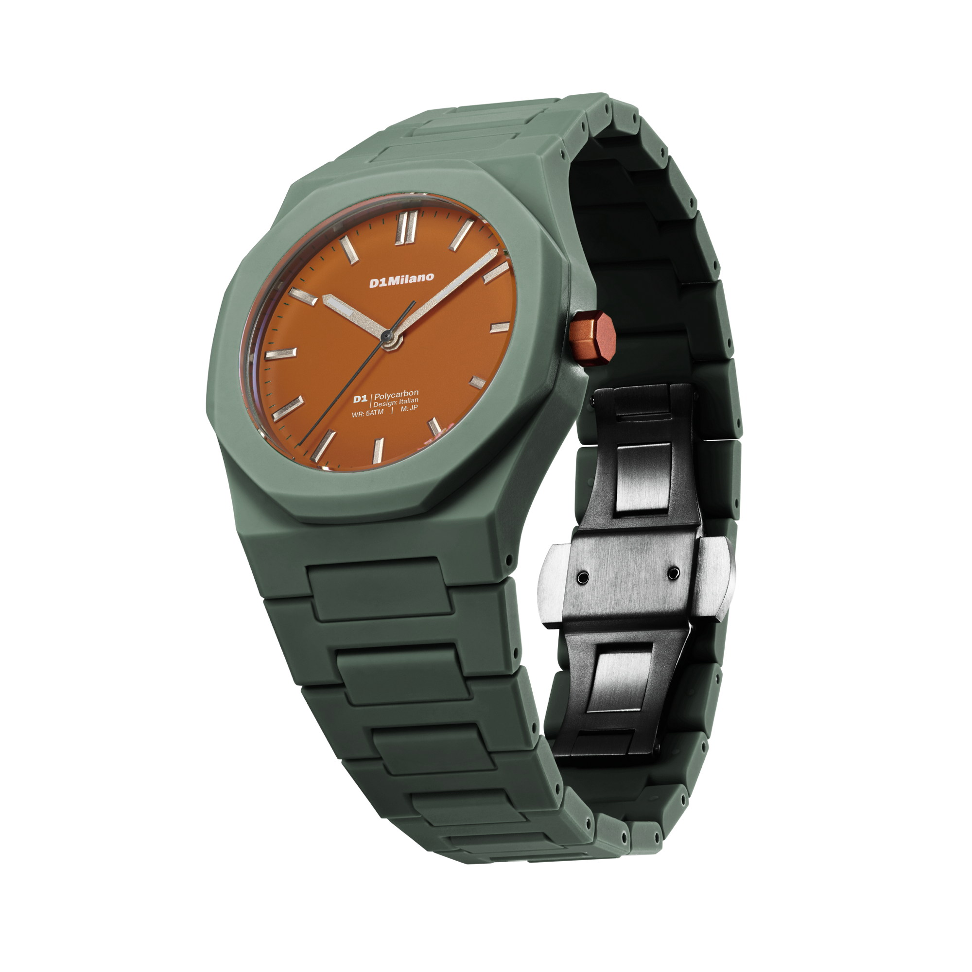 ساعة دي وان ميلانو الرجالية بحركة كوارتز ومينا برتقالي مطفي ML-0414