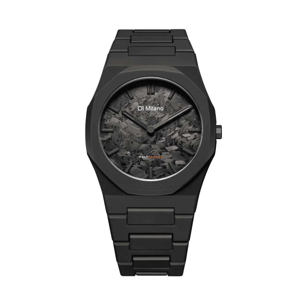 D1 Milano Men's Polycarbonate Watch with Quartz Movement and Black