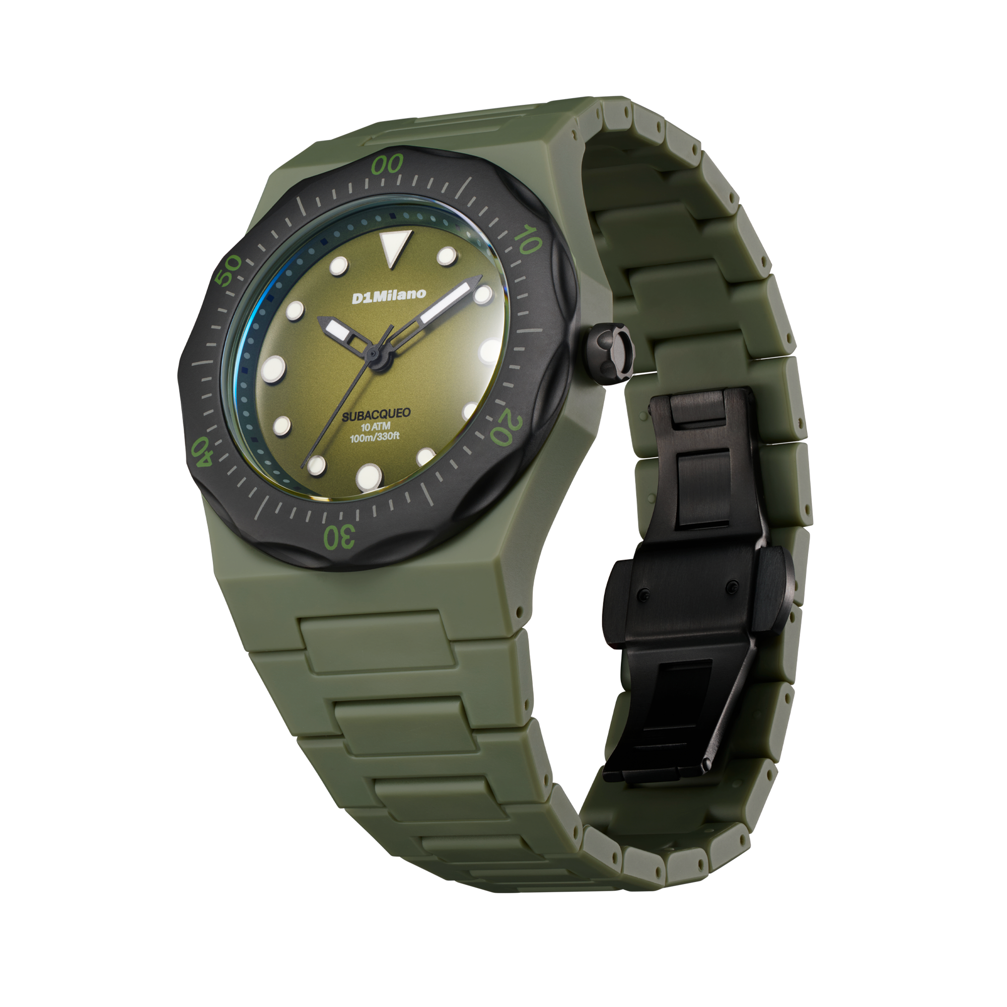 ساعة دي وان ميلانو الرجالية بحركة كوارتز ومينا أخضر ML-0419