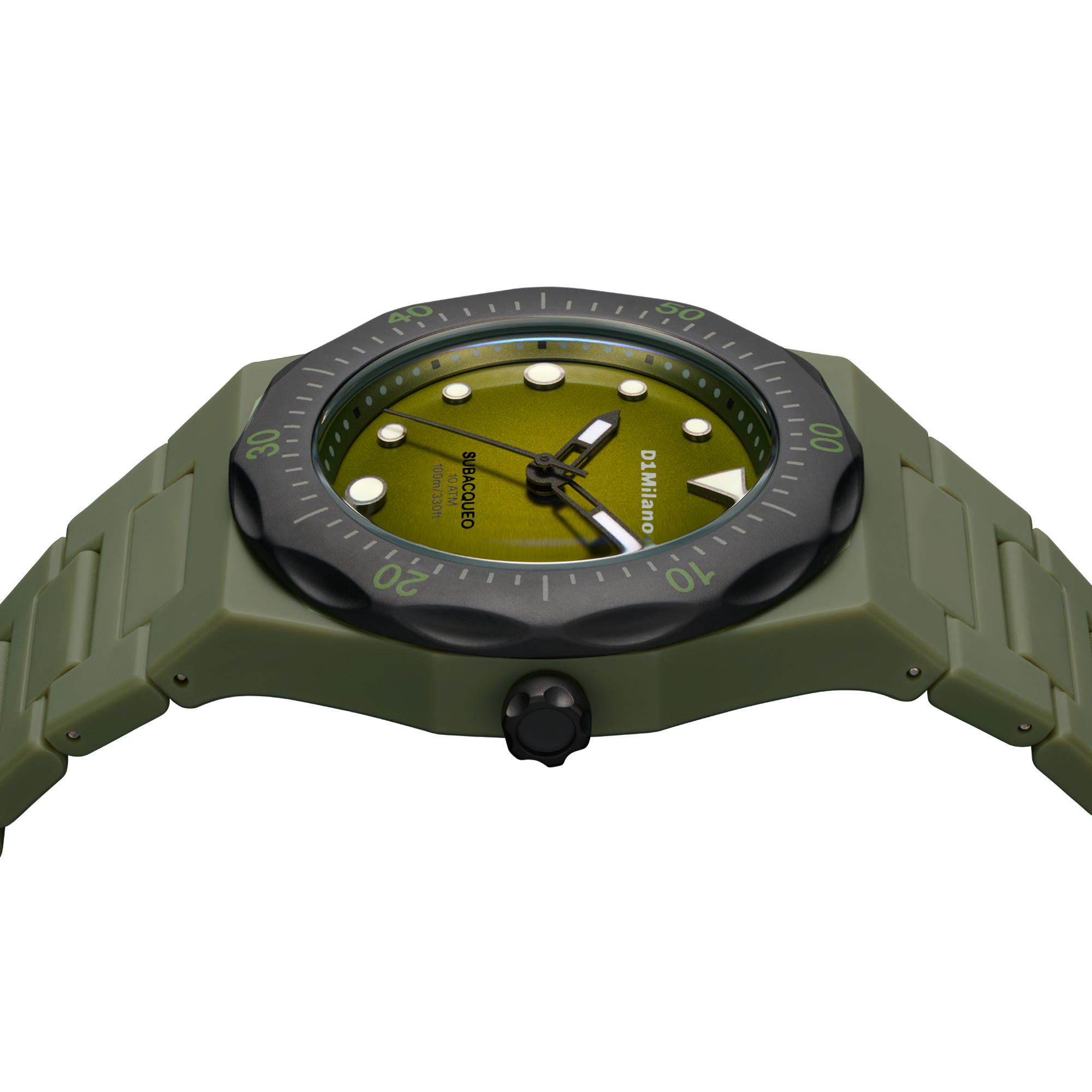 ساعة دي وان ميلانو الرجالية بحركة كوارتز ومينا أخضر ML-0419