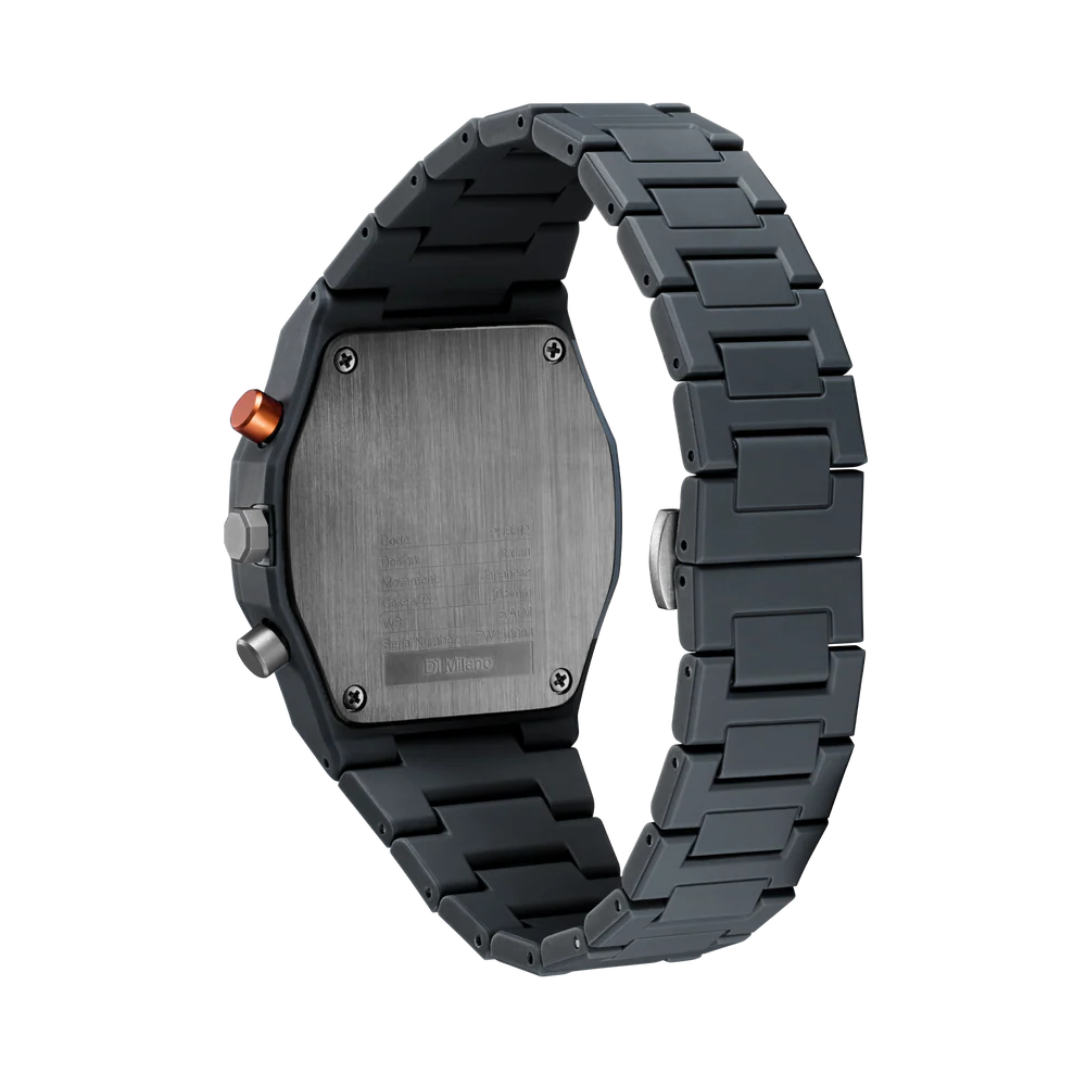 ساعة دي وان ميلانو الرجالية بوليكرونو كوارتز بميناء رمادي داكن - ML-0393