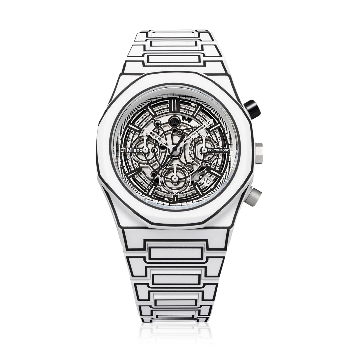 D1 Milano Men's Montre Chrono Quartz Watch with White Sketch Dial - ML-0409