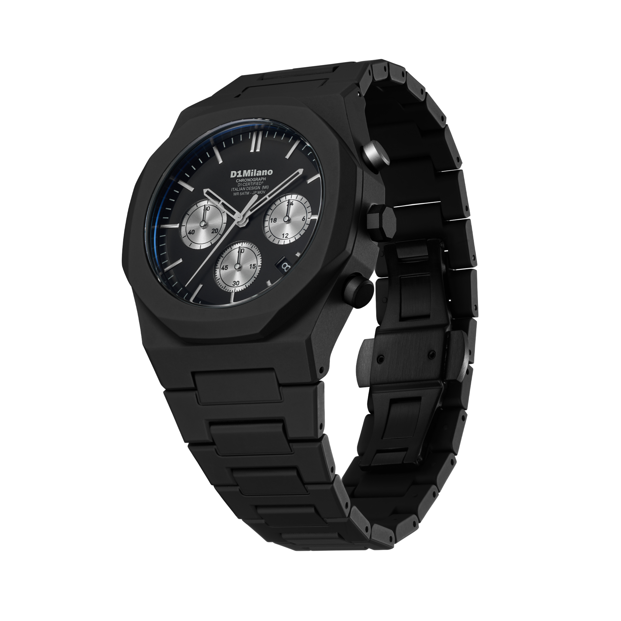 ساعة دي وان ميلانو الرجالية بحركة كوارتز ومينا أسود مطفي مع فضي ML-0421