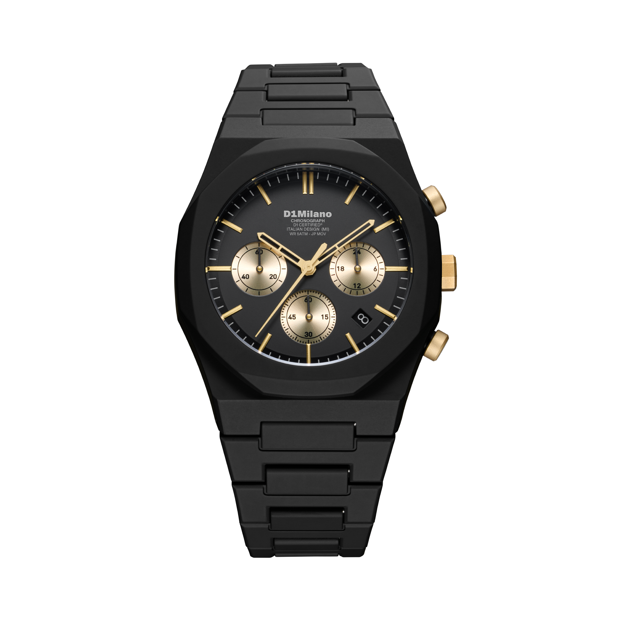 ساعة دي وان ميلانو الرجالية بحركة كوارتز ومينا أسود مطفي مع ذهبي ML-0422