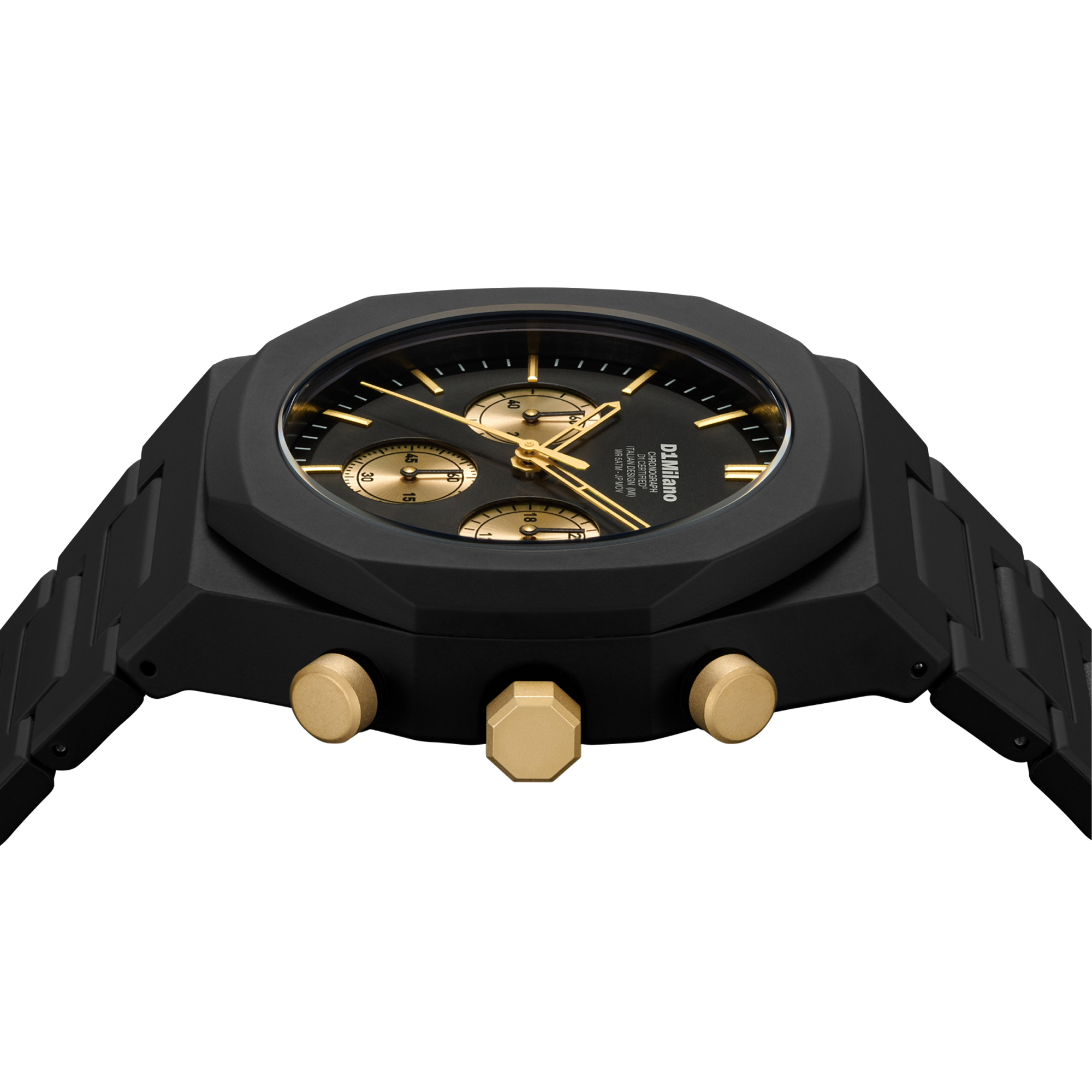 ساعة دي وان ميلانو الرجالية بحركة كوارتز ومينا أسود مطفي مع ذهبي ML-0422