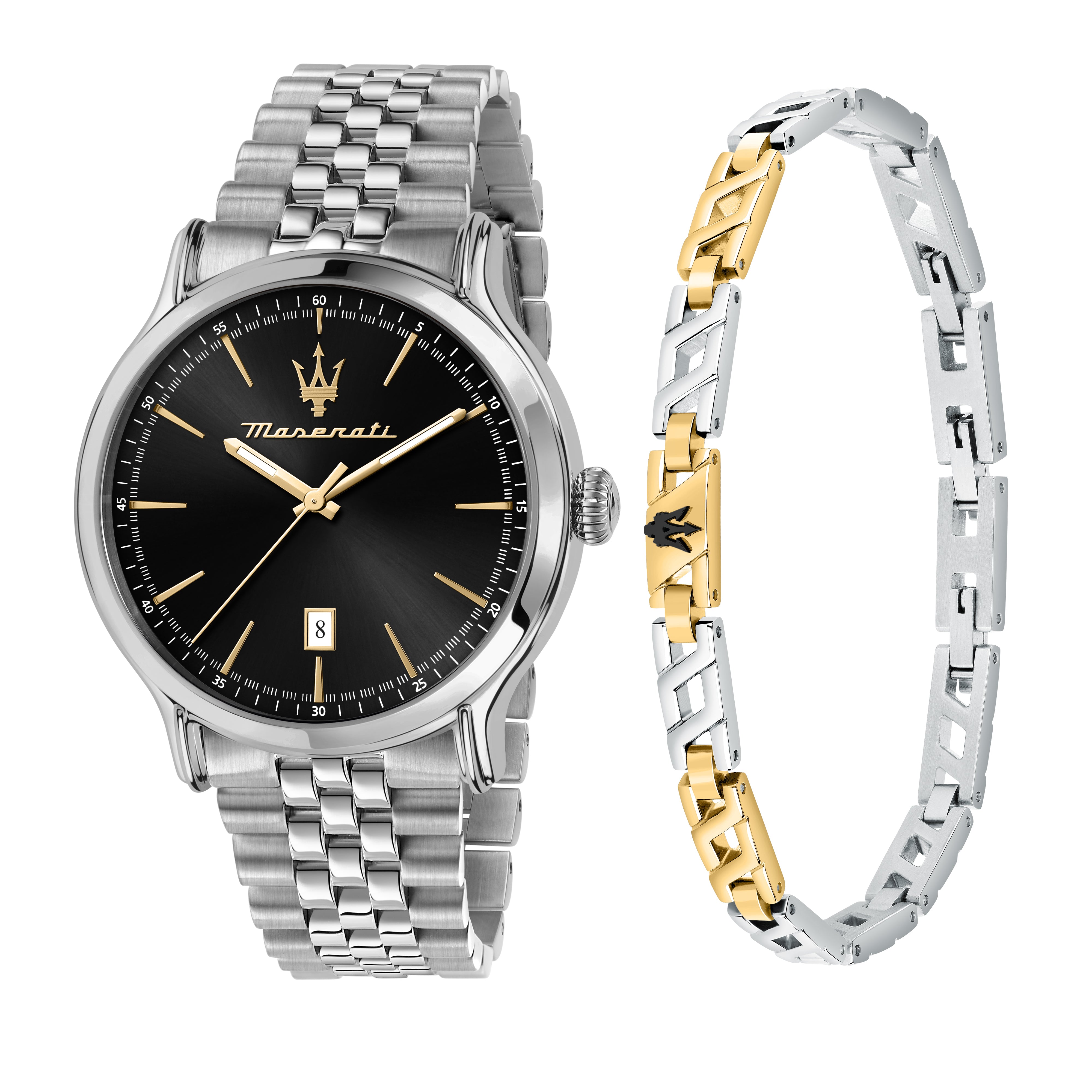 ساعة مازيراتي الرجال بحركة كوارتز ولون مينا أسود - MAS-0023+BR