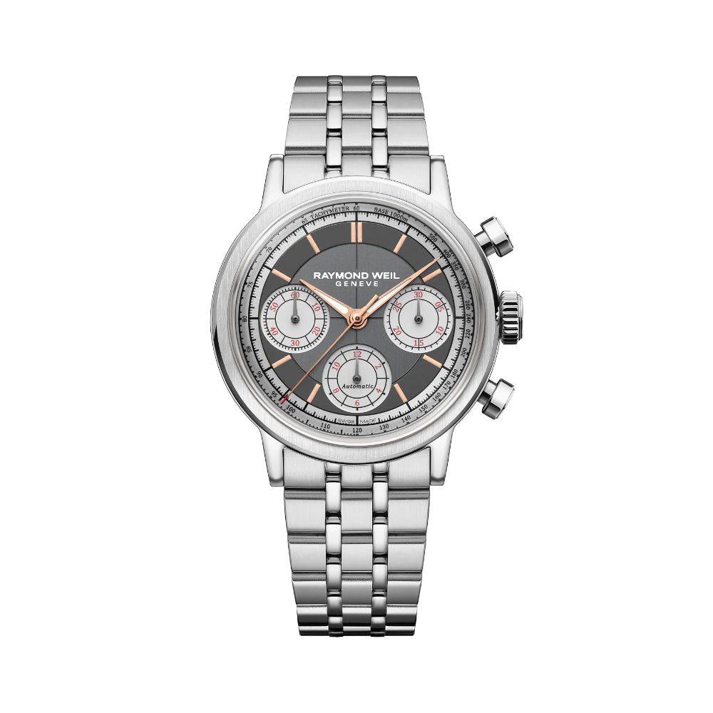 ساعة ريموند ويل ميليزيم تراي كومباكس كرونوغراف أوتوماتيكية بمينا رمادي RW-0386