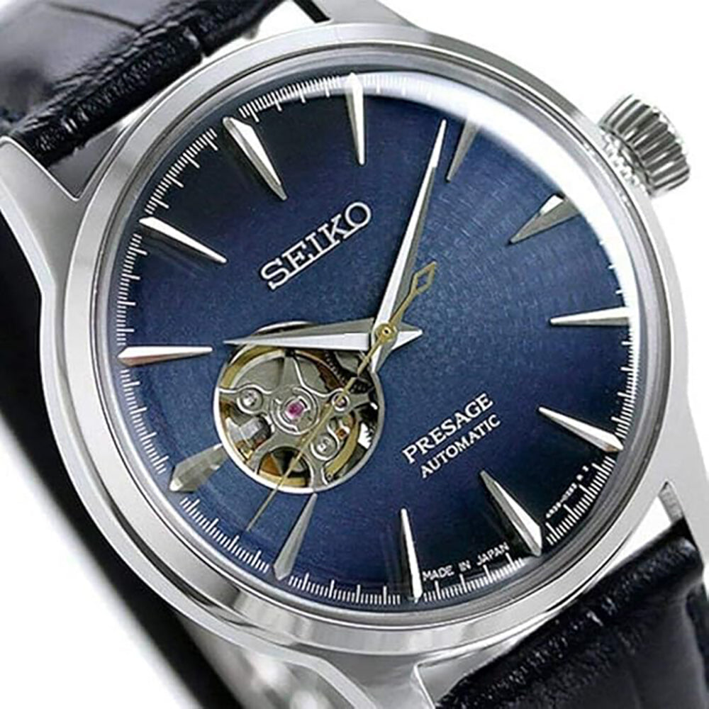 ساعة سيكو بريساج أنالوج للرجال ميناء باللون الازرق SEIKO-0008