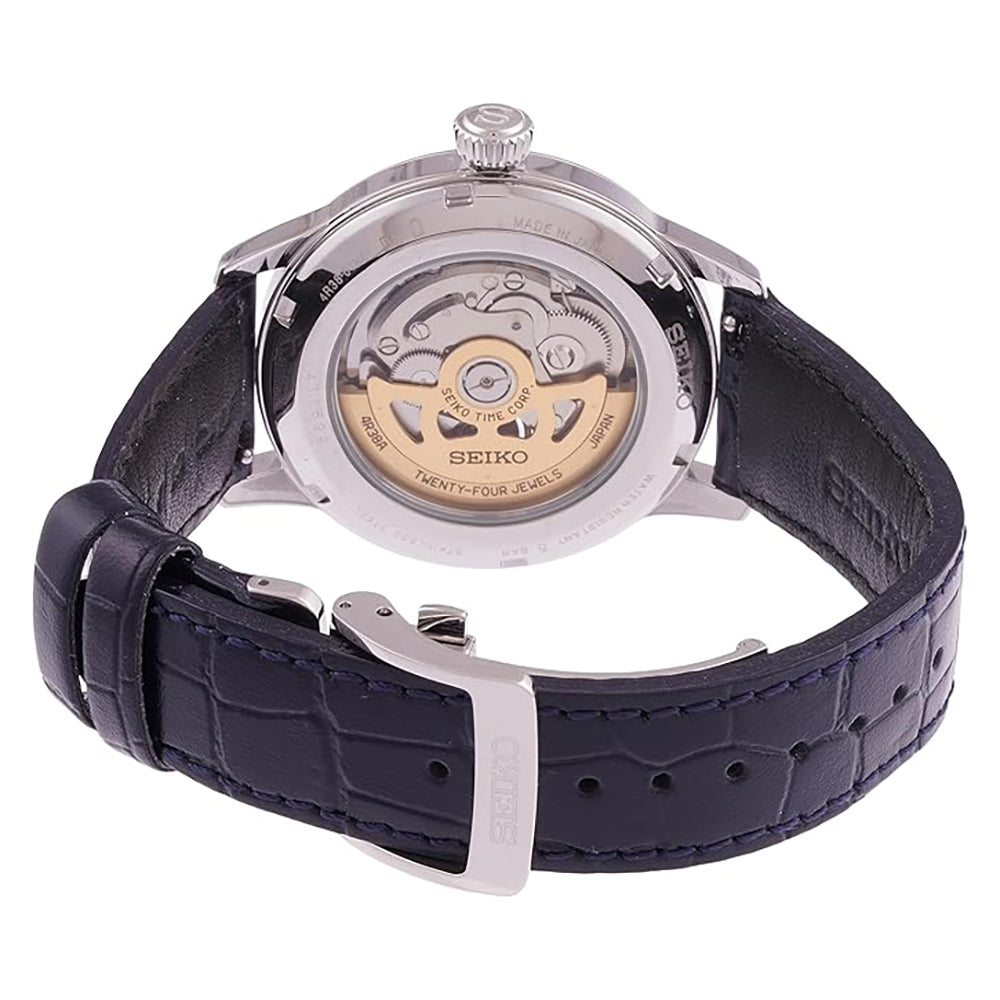 ساعة سيكو بريساج أنالوج للرجال ميناء باللون الازرق SEIKO-0008