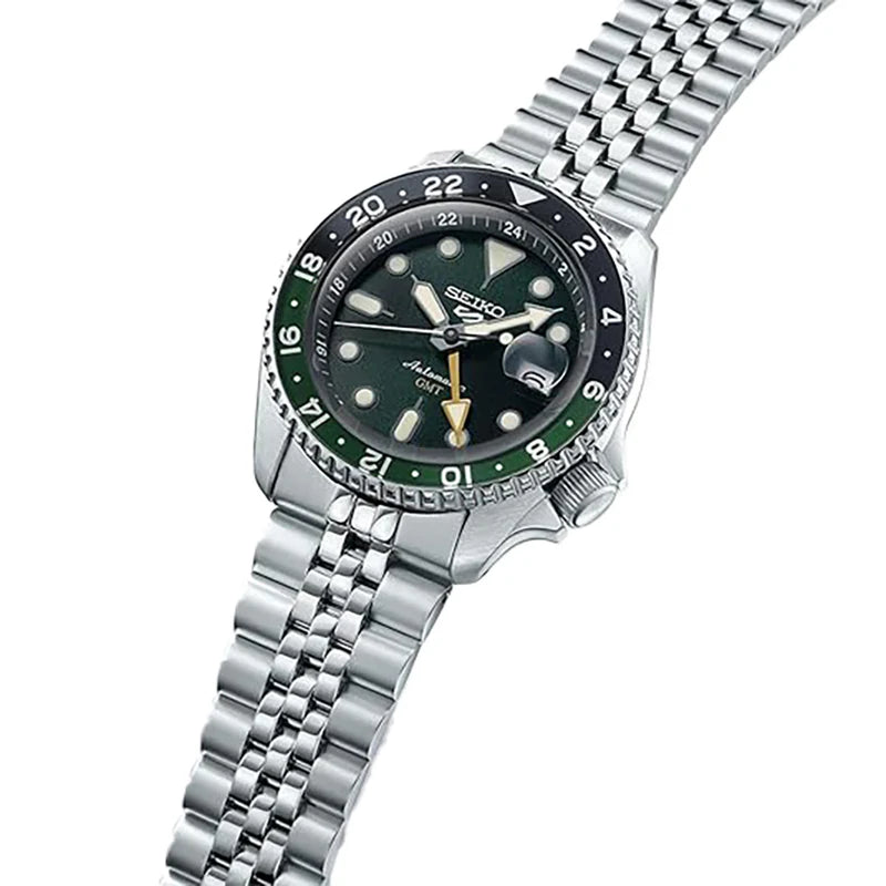 ساعة سيكو 5 سبورتس SSK GMT للرجال أوتوماتيكية ميناء أخضر SEIKO-0051
