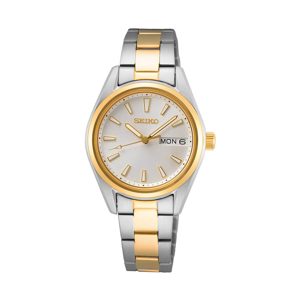 ساعة سيكو أنالوج كوارتز للسيدات بميناء أبيض مائل للبيج SEIKO-0062