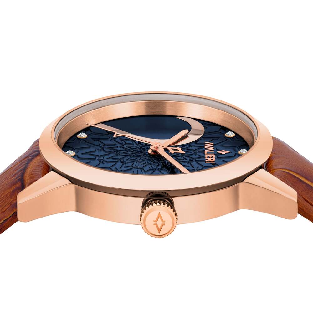 ساعة أفاليري النسائية بحركة كوارتز ولون مينا أزرق - AV-2320B