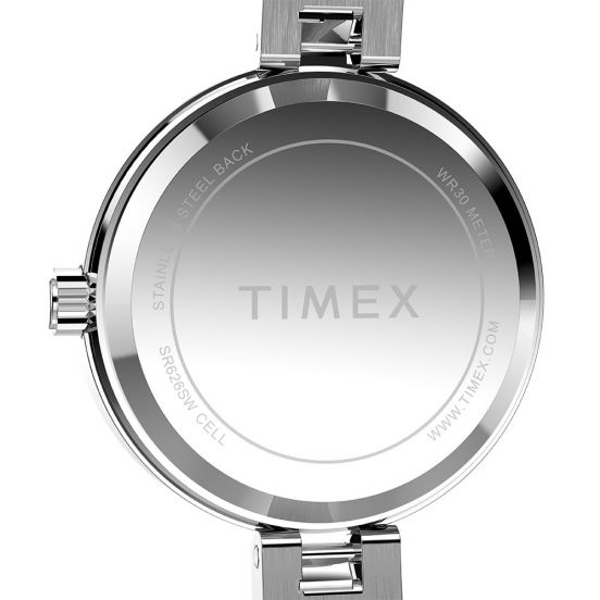 ساعة تايمكس مين ستريت النسائية بحركة كوارتز ومينا فضي - TMX-0032