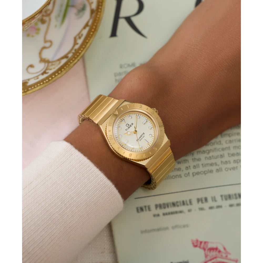 Timex Q NASA Women's Watch with Quartz Movement and Gold Dial – TMX-0048