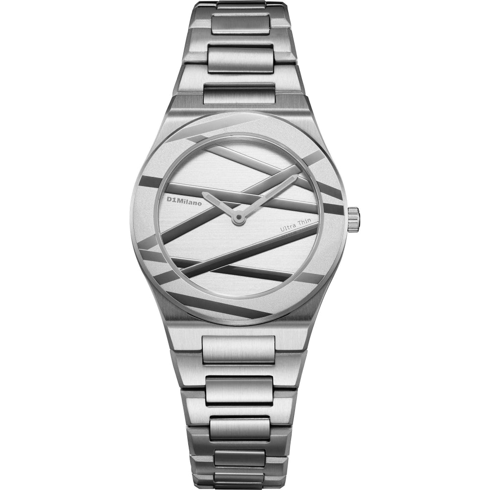 ساعة دي وان ميلانو Ultra Thin Silver Inlay النسائية كوارتز - ML-0445