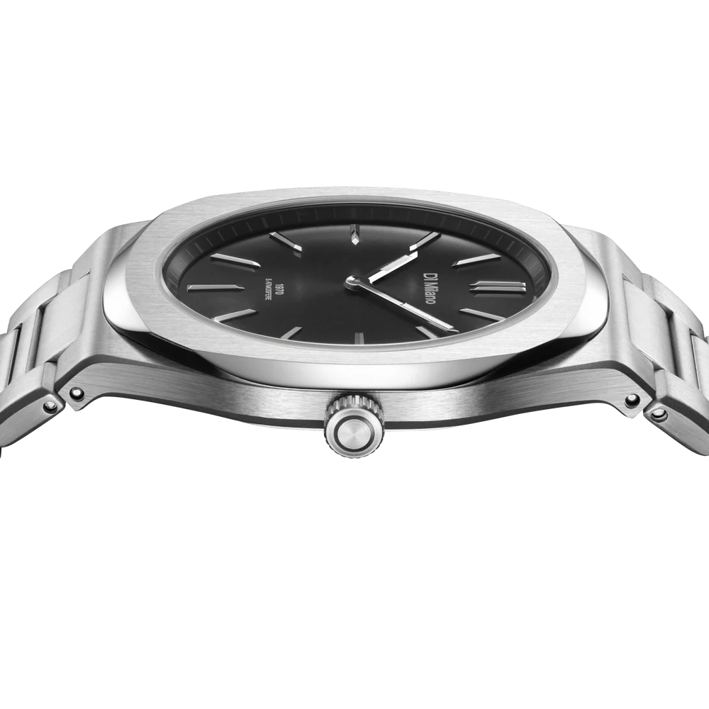 D1 Milano Men's Ultra-Thin Quartz Watch with Black Groovy Dial - ML-0398