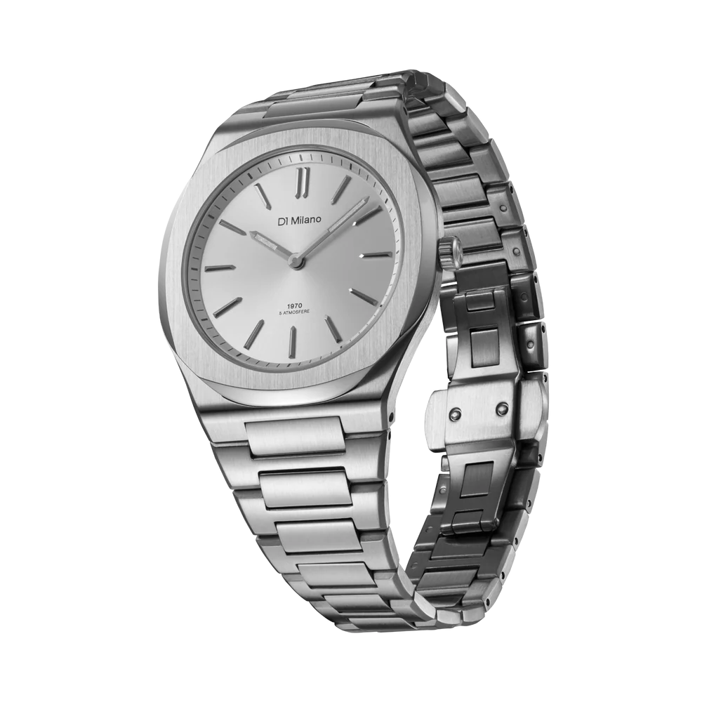 D1 Milano Men's Ultra-Thin Quartz Watch with Grey Groovy Dial - ML-0399