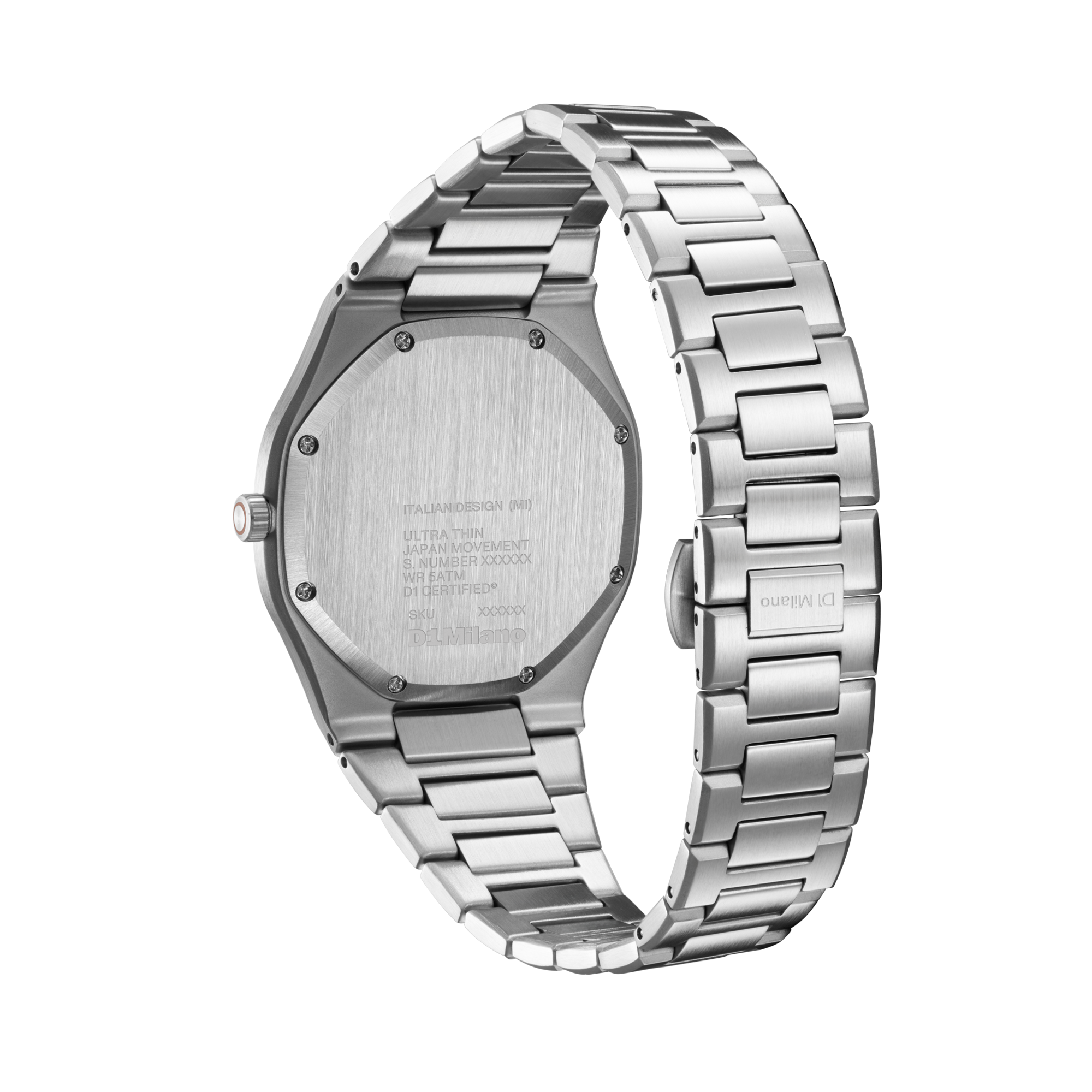 ساعة دي وان ميلانو الرجالية بحركة كوارتز ومينا أسود مطفي ML-0425