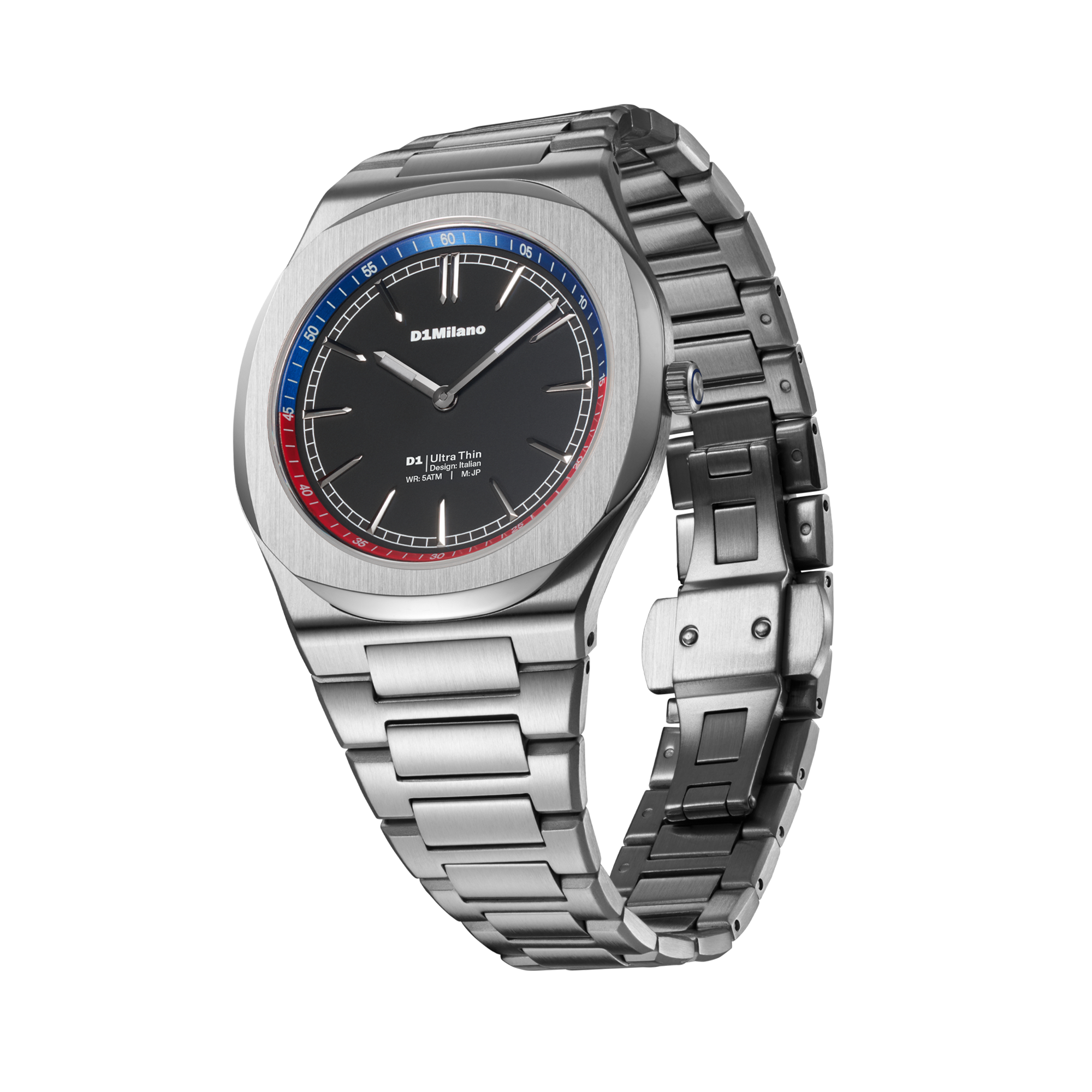 ساعة دي وان ميلانو الرجالية بحركة كوارتز ومينا أسود مطفي ML-0425