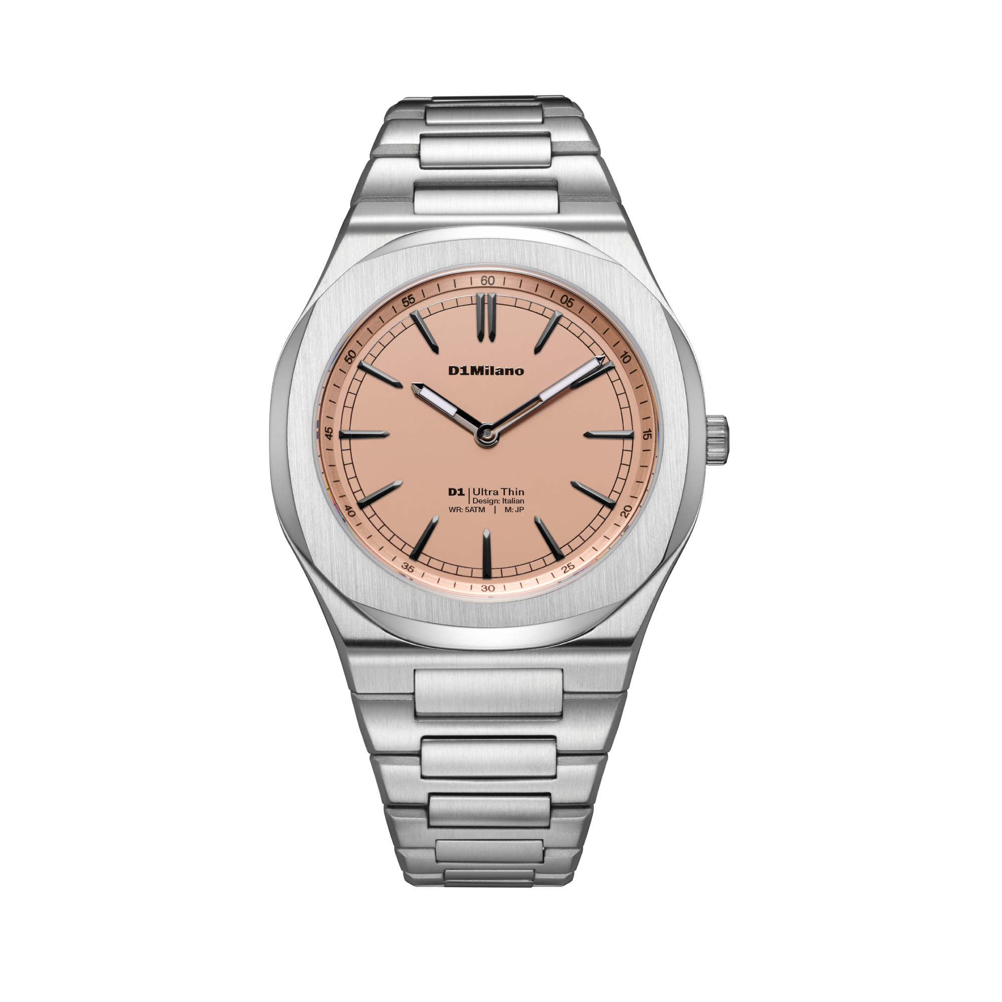 ساعة دي وان ميلانو الرجالية بحركة كوارتز ومينا وردي فاتح بتشطيب رملي ML-0427