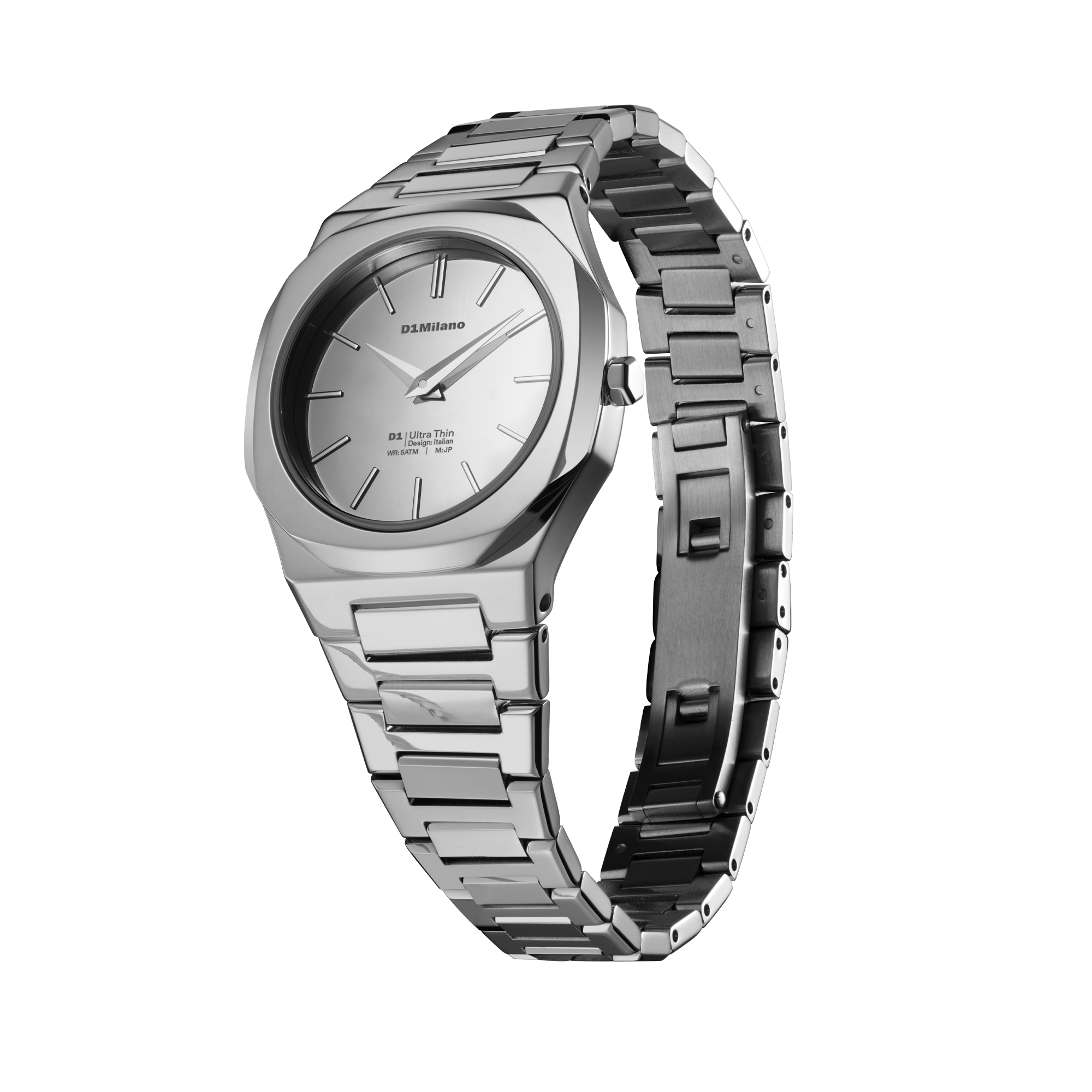 ساعة دي وان ميلانو النسائية بحركة كوارتز ومينا فضي مرآة ML-0428