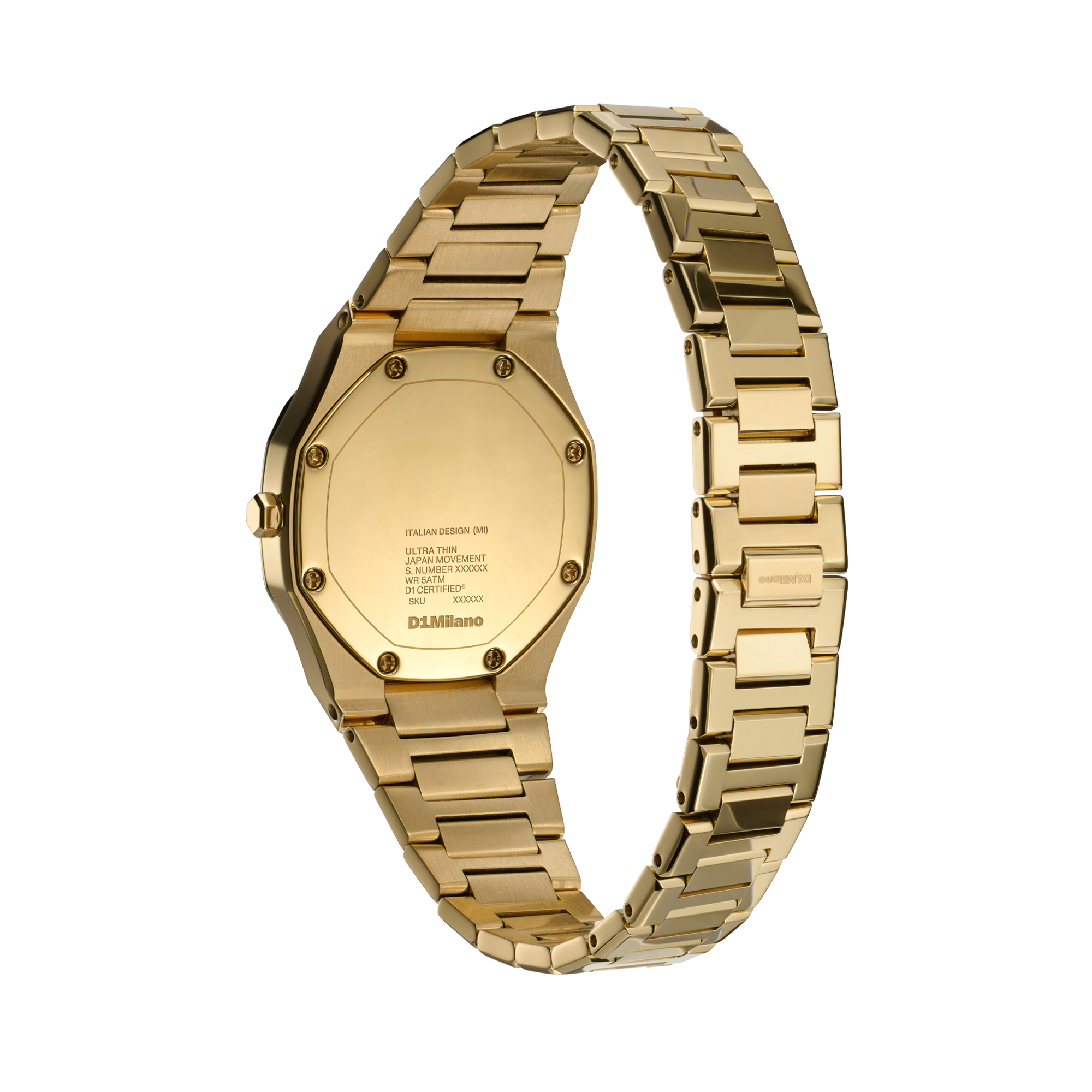 ساعة دي وان ميلانو النسائية بحركة كوارتز ومينا ذهبي مرآة ML-0429