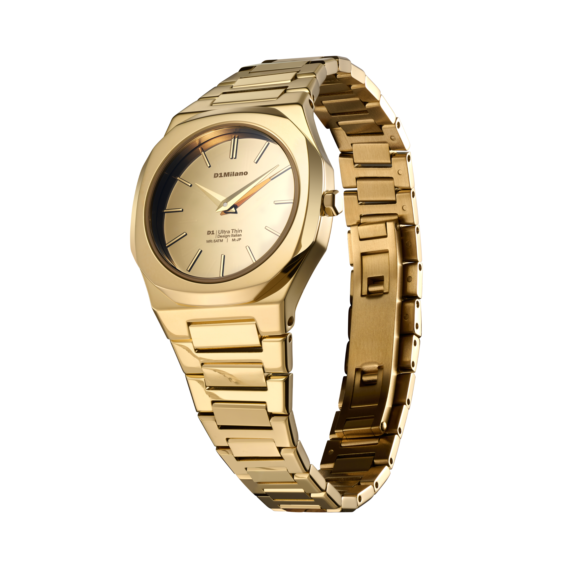 ساعة دي وان ميلانو النسائية بحركة كوارتز ومينا ذهبي مرآة ML-0429