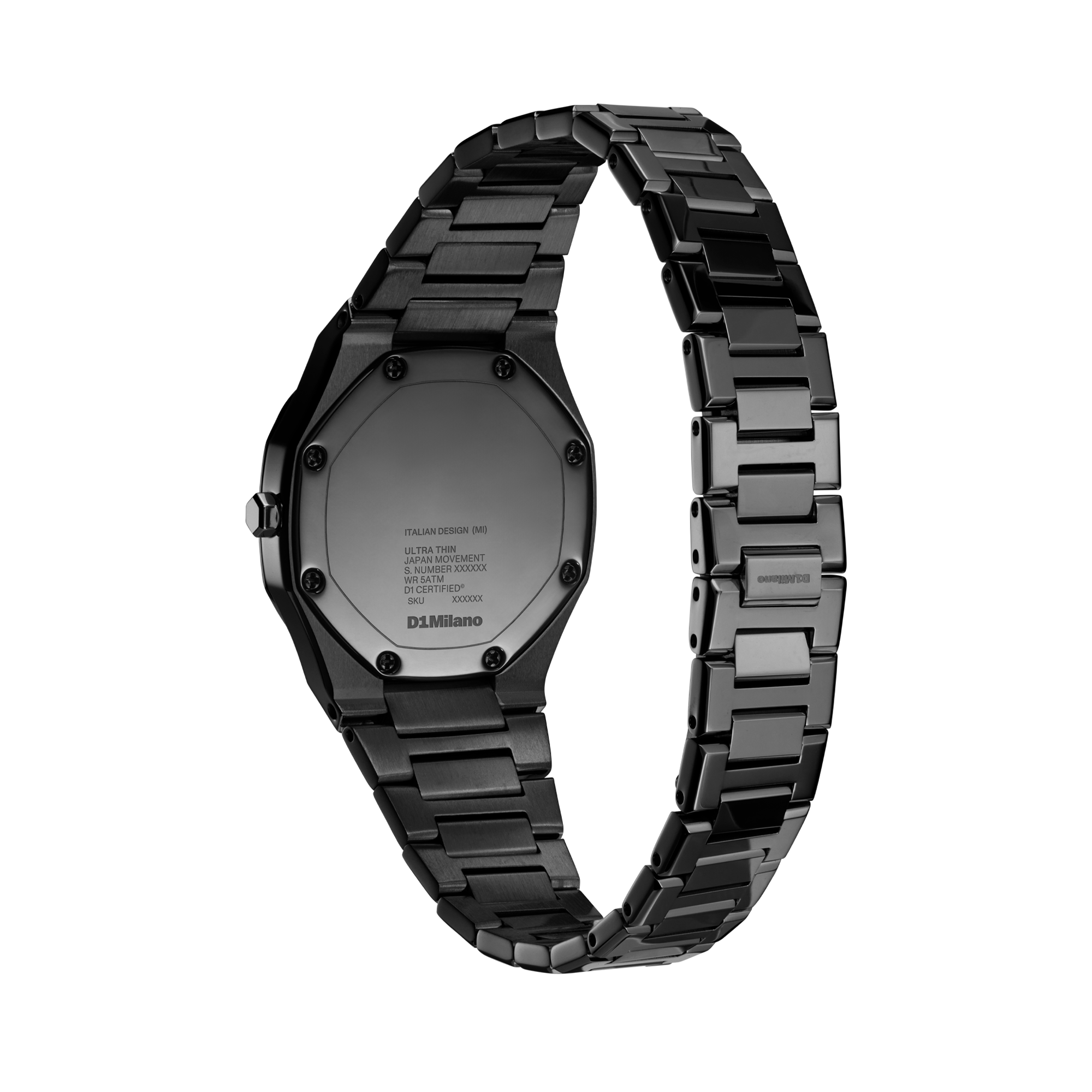 ساعة دي وان ميلانو النسائية بحركة كوارتز ومينا أسود مرآة ML-0430