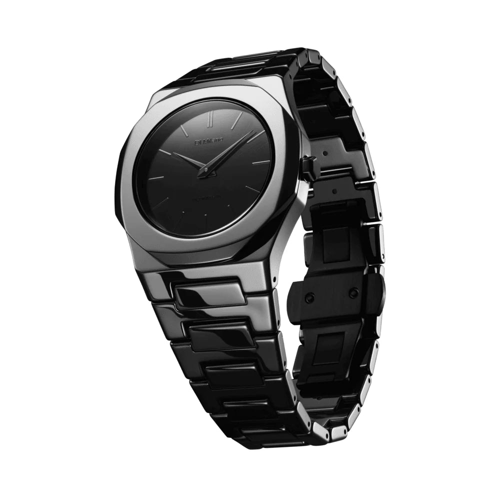 D1 Milano Men's Ultra-Thin Quartz Watch with Black Mirror Dial - ML-0406