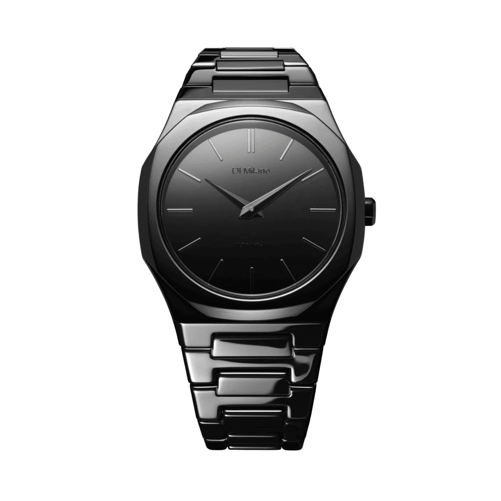D1 Milano Men's Ultra-Thin Quartz Watch with Black Mirror Dial
