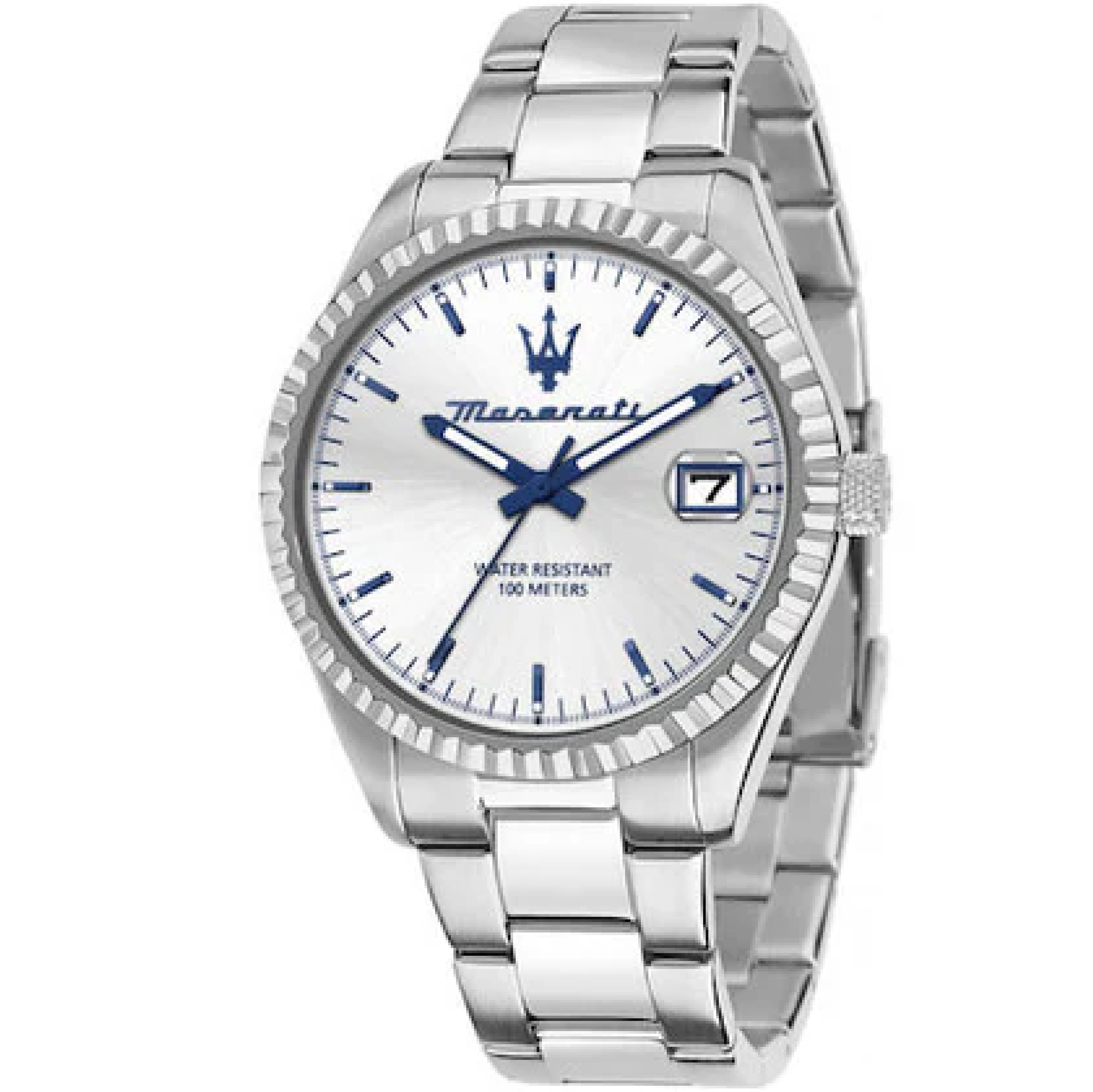 ساعة مازيراتي الرجالية كومبيتيزيوني وبحركة كوارتز بمينا فضي MAS-0041