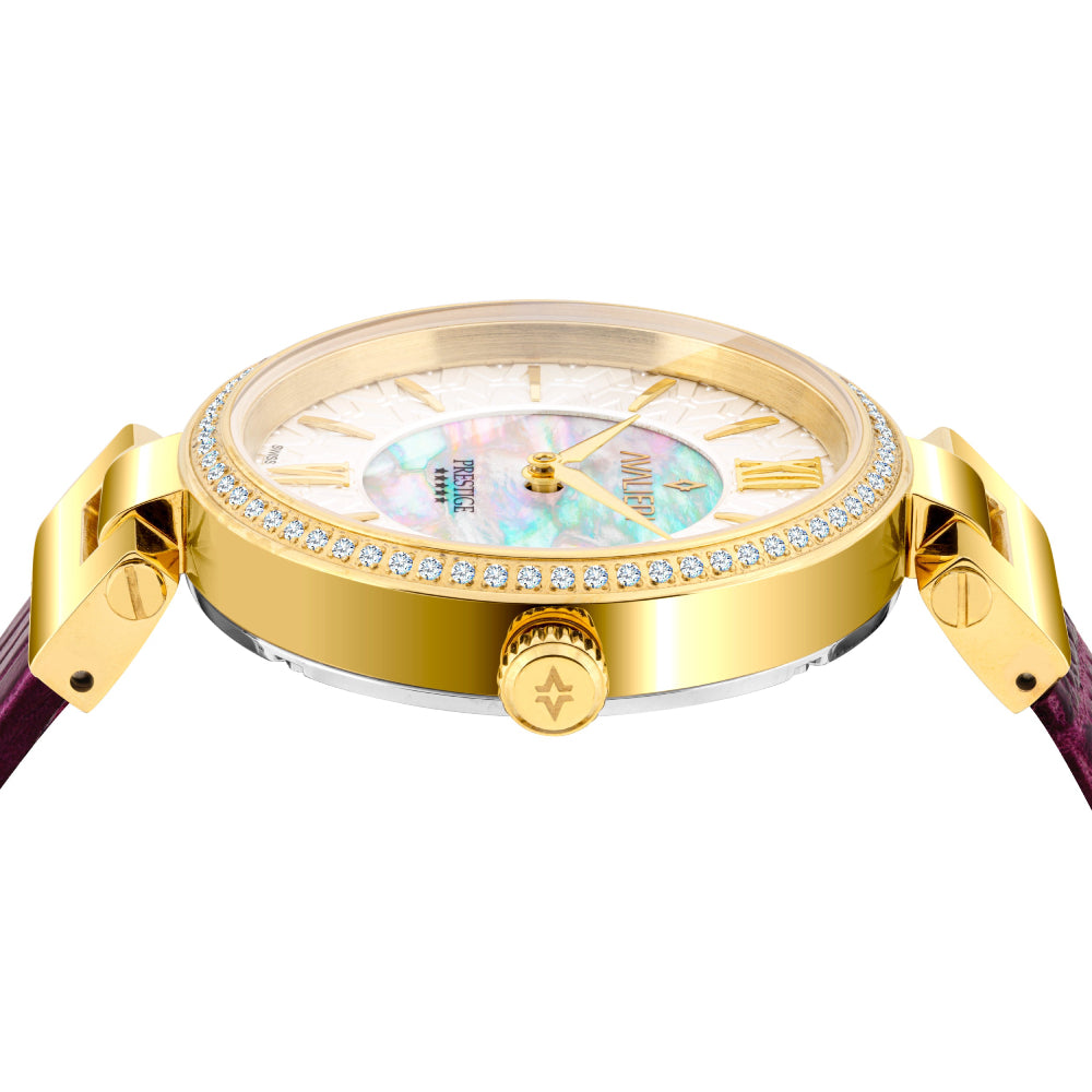 ساعة أفاليري برستيج النسائية بحركة كوارتز السويسرية ولون مينا أبيض - AP-0036