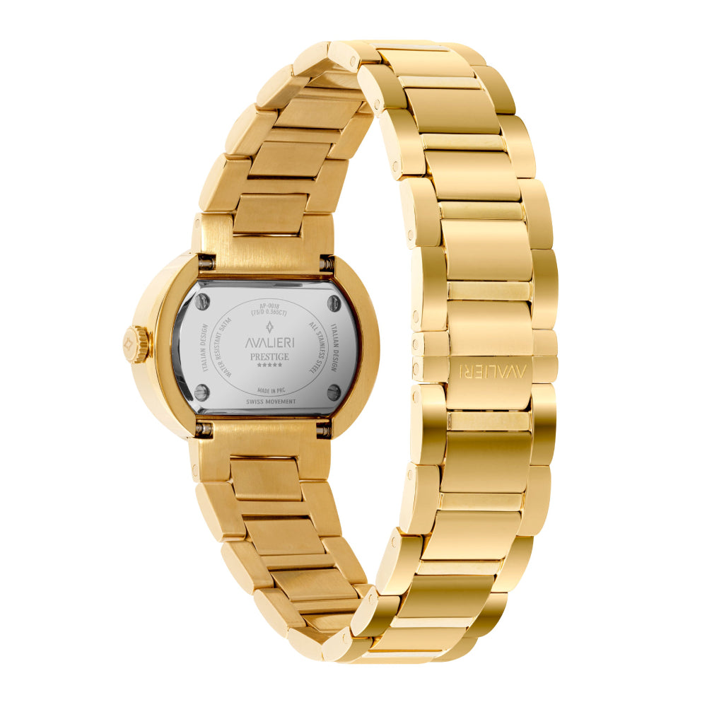 ساعة أفاليري برستيج النسائية بحركة كوارتز السويسرية ولون مينا أبيض - AP-0018 (73/D 0.365CT )