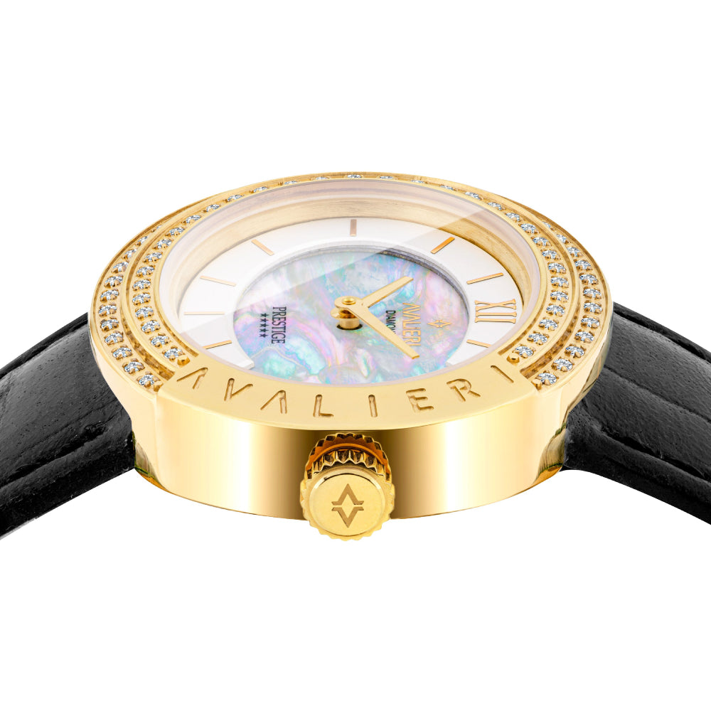 Avalieri Prestige Women's Swiss Quartz White Dial Watch - AP-0015 (73/D 0.365CT )