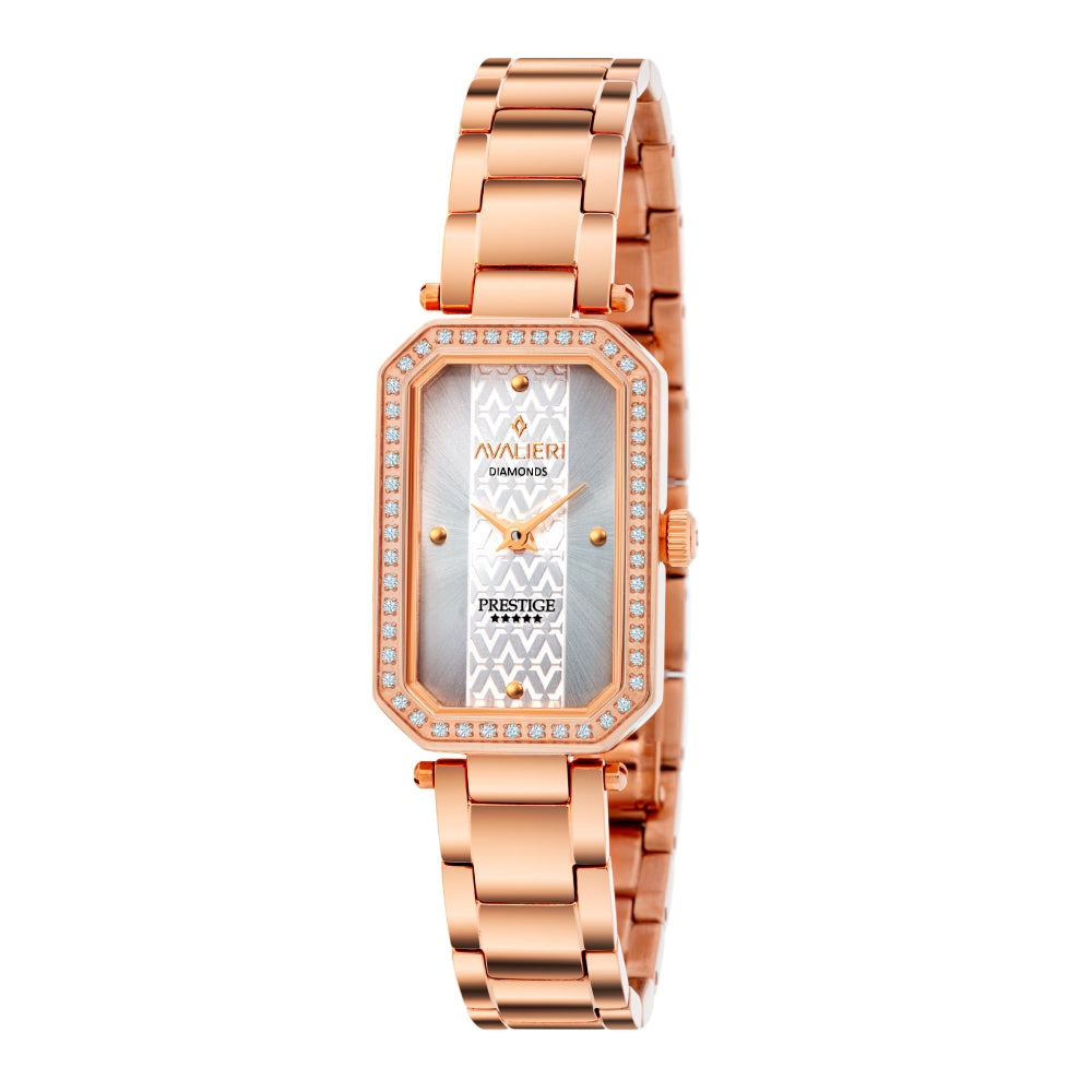 ساعة أفاليري برستيج النسائية بحركة كوارتز السويسرية ولون مينا فضي - AP-0005 (48/D 0.24CT )