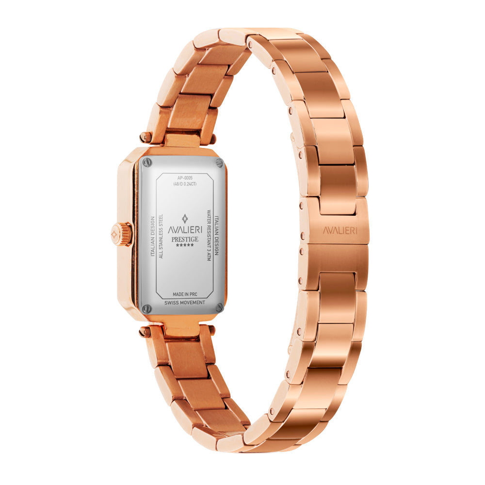 ساعة أفاليري برستيج النسائية بحركة كوارتز السويسرية ولون مينا فضي - AP-0005 (48/D 0.24CT )
