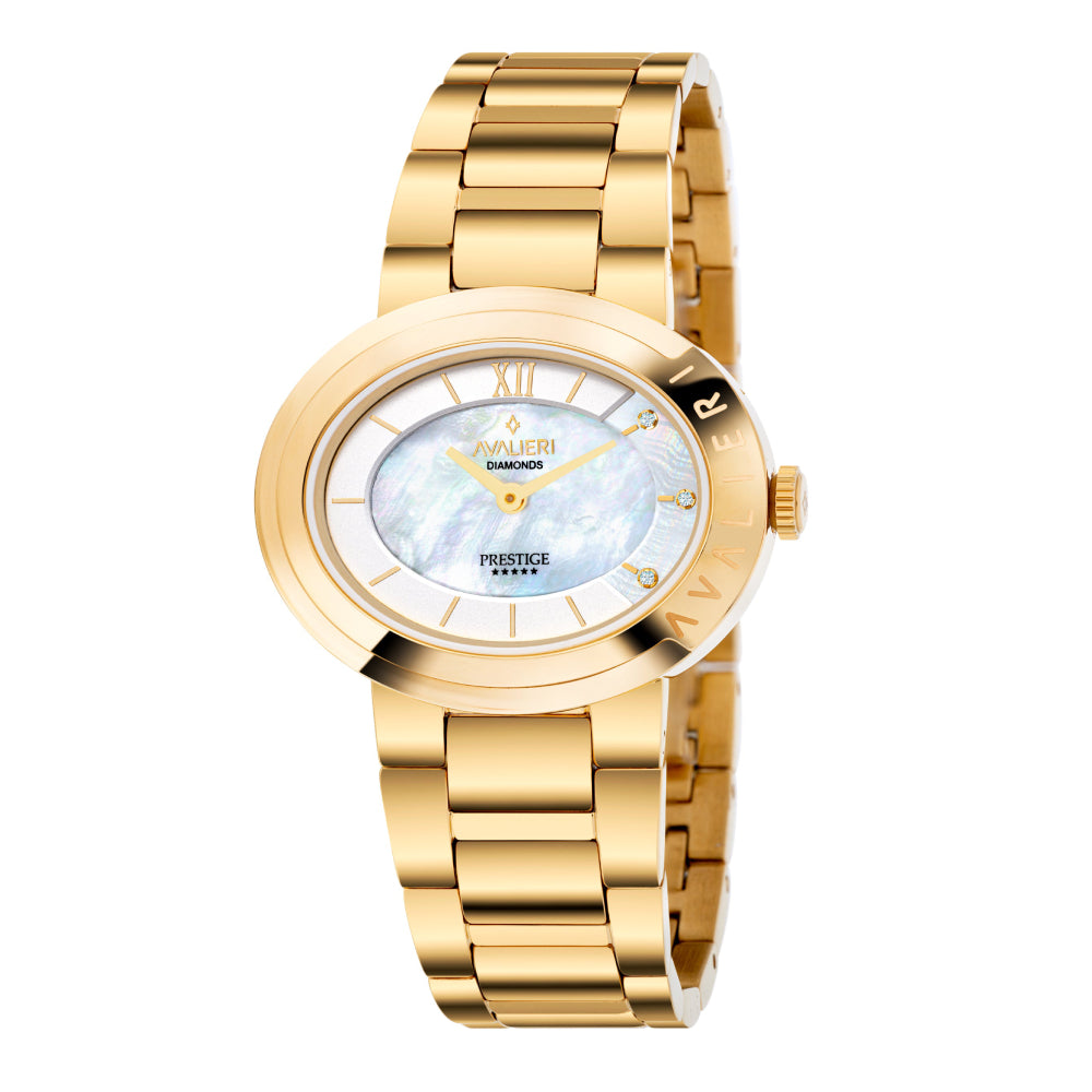 ساعة أفاليري برستيج النسائية بحركة كوارتز السويسرية ولون مينا أبيض - AP-0022