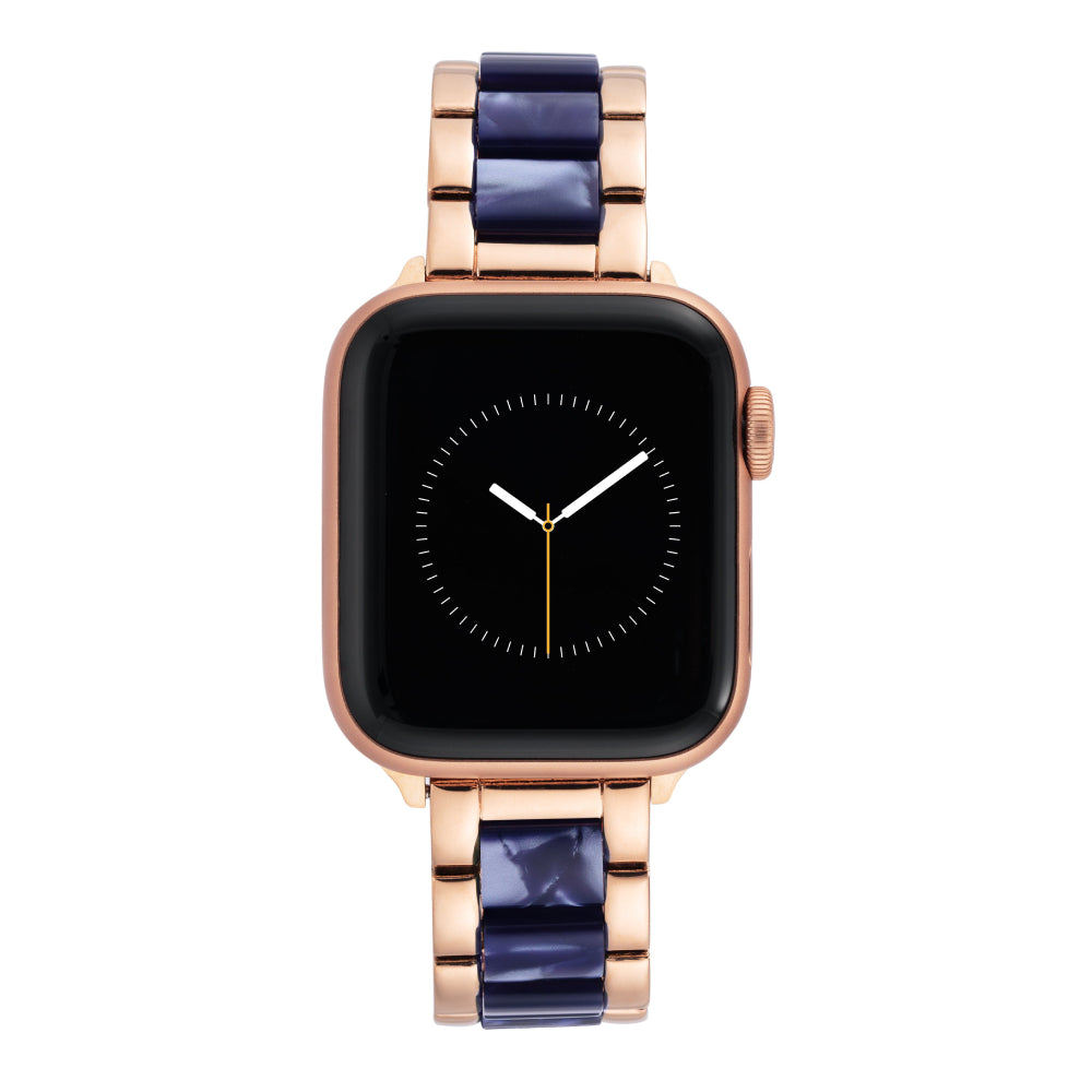 سوار بديل لساعة آبل باللون الأزرق وذهبي وردي (روز جولد) للنساء من آن كلاين - AAC-A009/AAC-A013