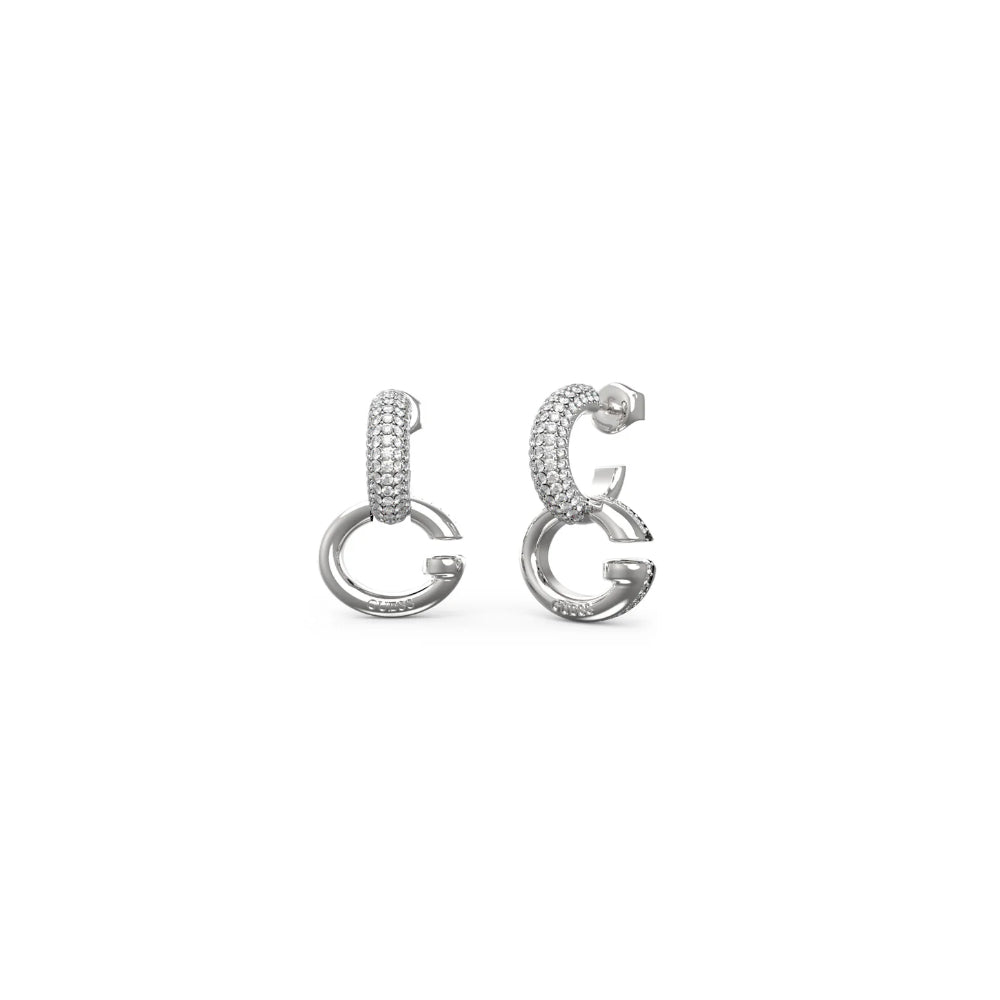 Guess Women's Rhodium-Tone Hoop Earrings - GWCER-0111(S)