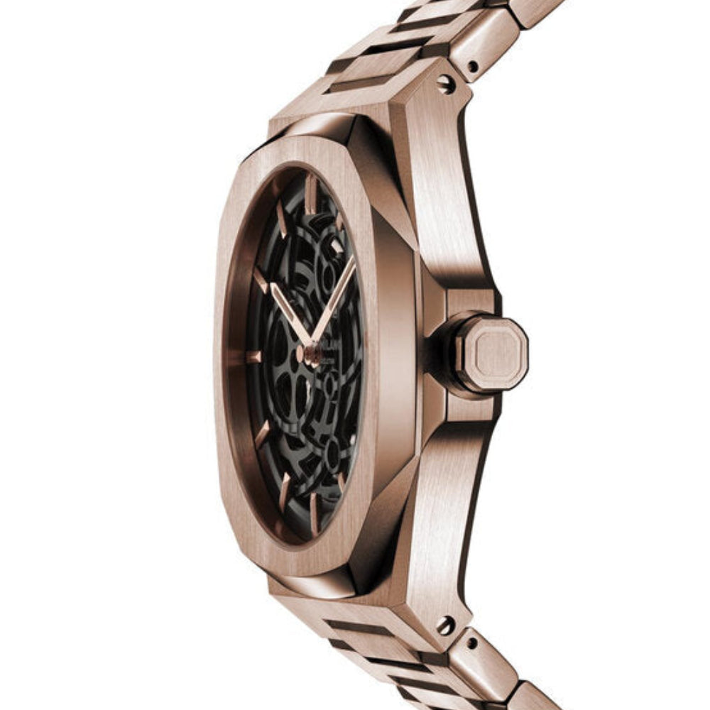 ساعة دي وان ميلانو الرجالية بحركة ميكانيكيه وبمينا هيكل مكشوف - ML-0217