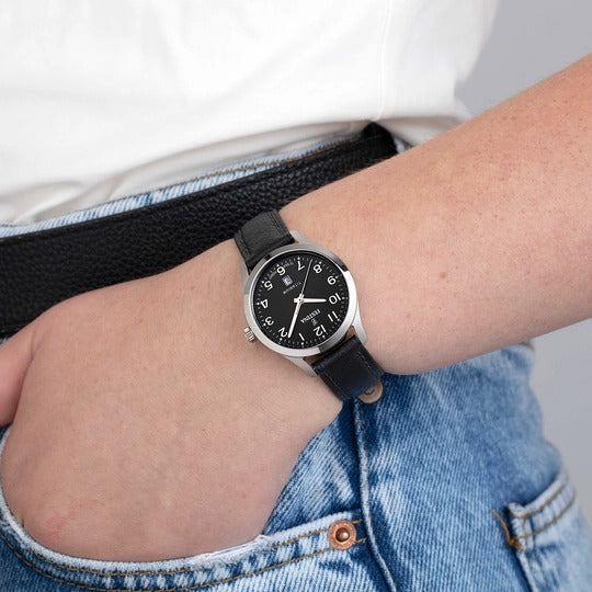 ساعة فيستينا النسائية بحركة كوارتز ولون مينا أسود - f20469/3