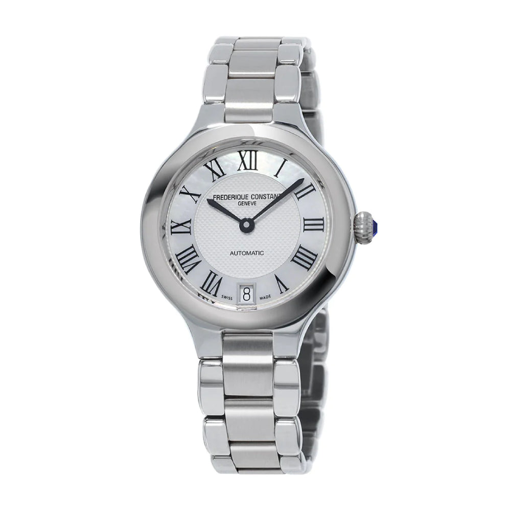 ساعة فريدريك كونستانت النسائية بحركة أوتوماتيكية ولون مينا فضي - FC-0055