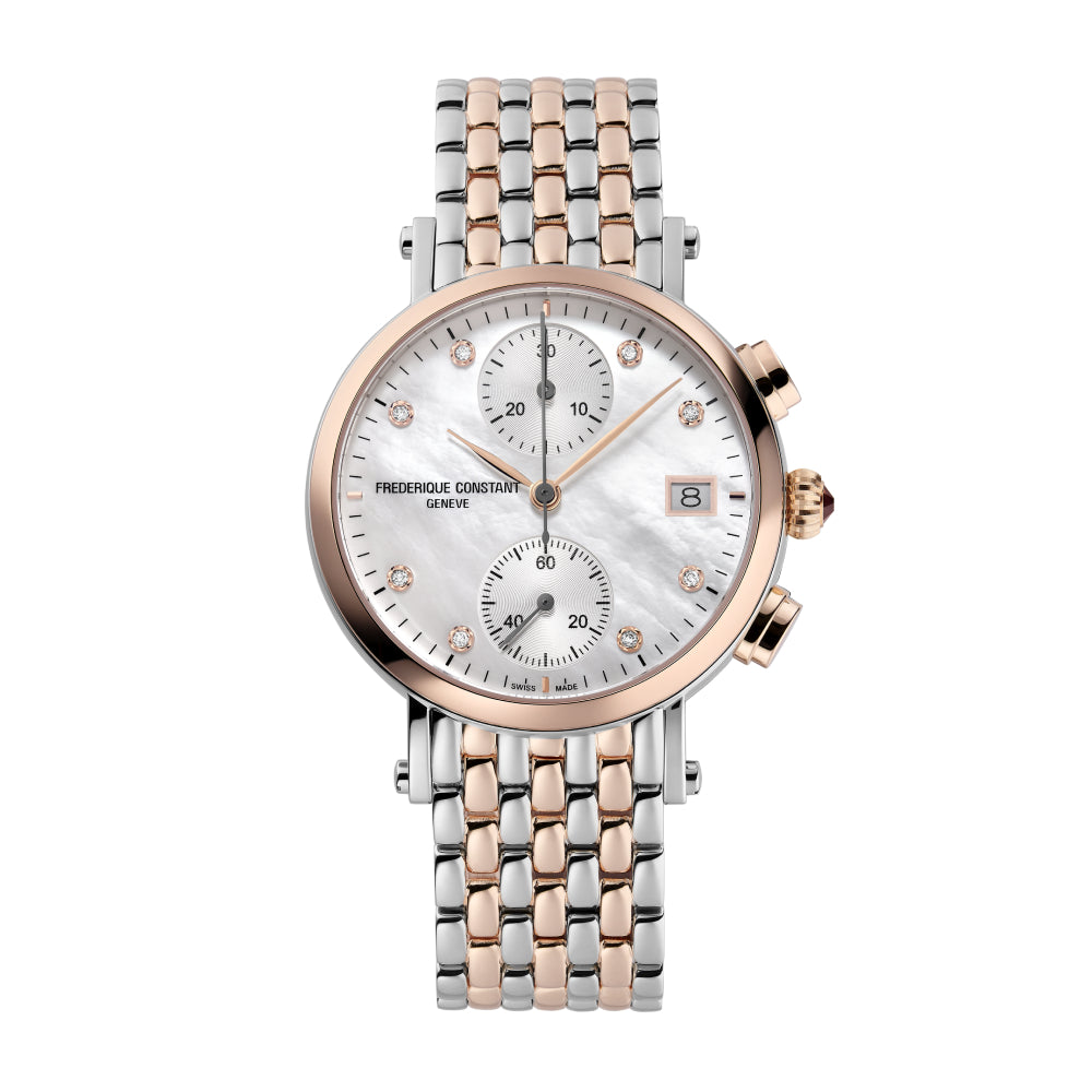 ساعة فريدريك كونستانت النسائية بحركة كوارتز ولون مينا أبيض - FC-0193