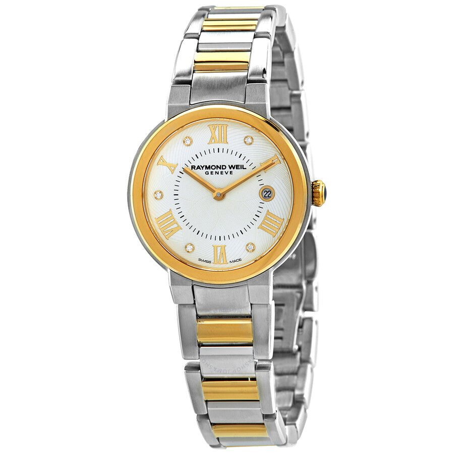 ساعة ريموند ويل النسائية بحركة كوارتز ولون مينا فضي - RW-0275 (DMND/5)