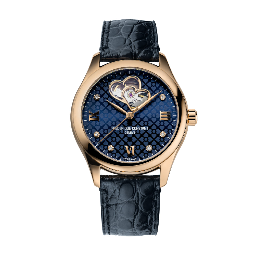 ساعة فريدريك كونستانت النسائية بحركة كوارتز ولون مينا أزرق - FC-0112 (6/D 0.06CT)